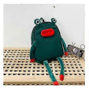 2025 Mochila Bolsa Cartoon Frog Shape Mochilas Mulheres Lona Bagpack Verde Mochila Bolsa de Ombro Feminino Para Adolescente Saco De Escola
