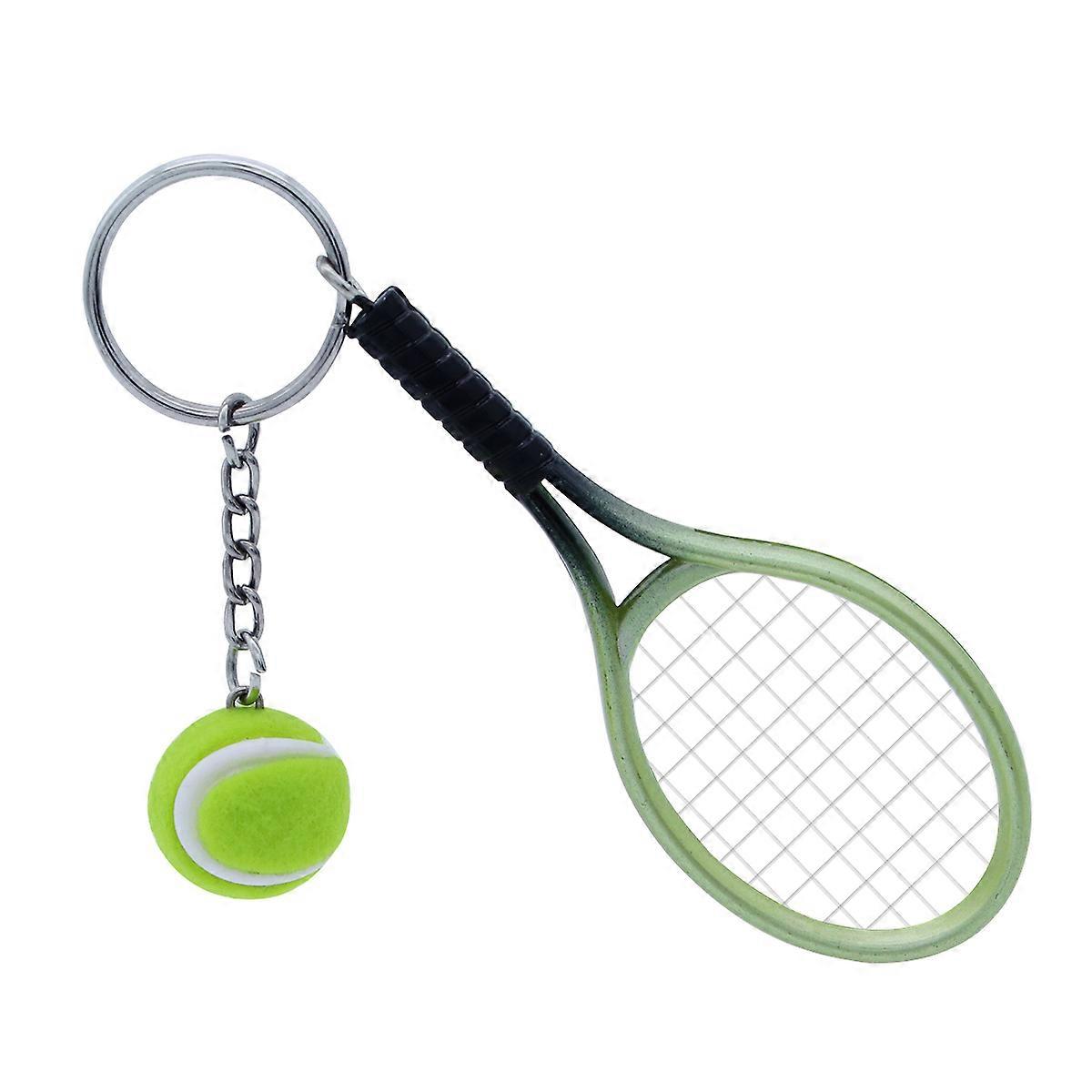 Mini Tennis Racket Keychain Key Ring Charm Tennis Ball Key Chain Car Bag Pendant Keyring Gift ( Color)
