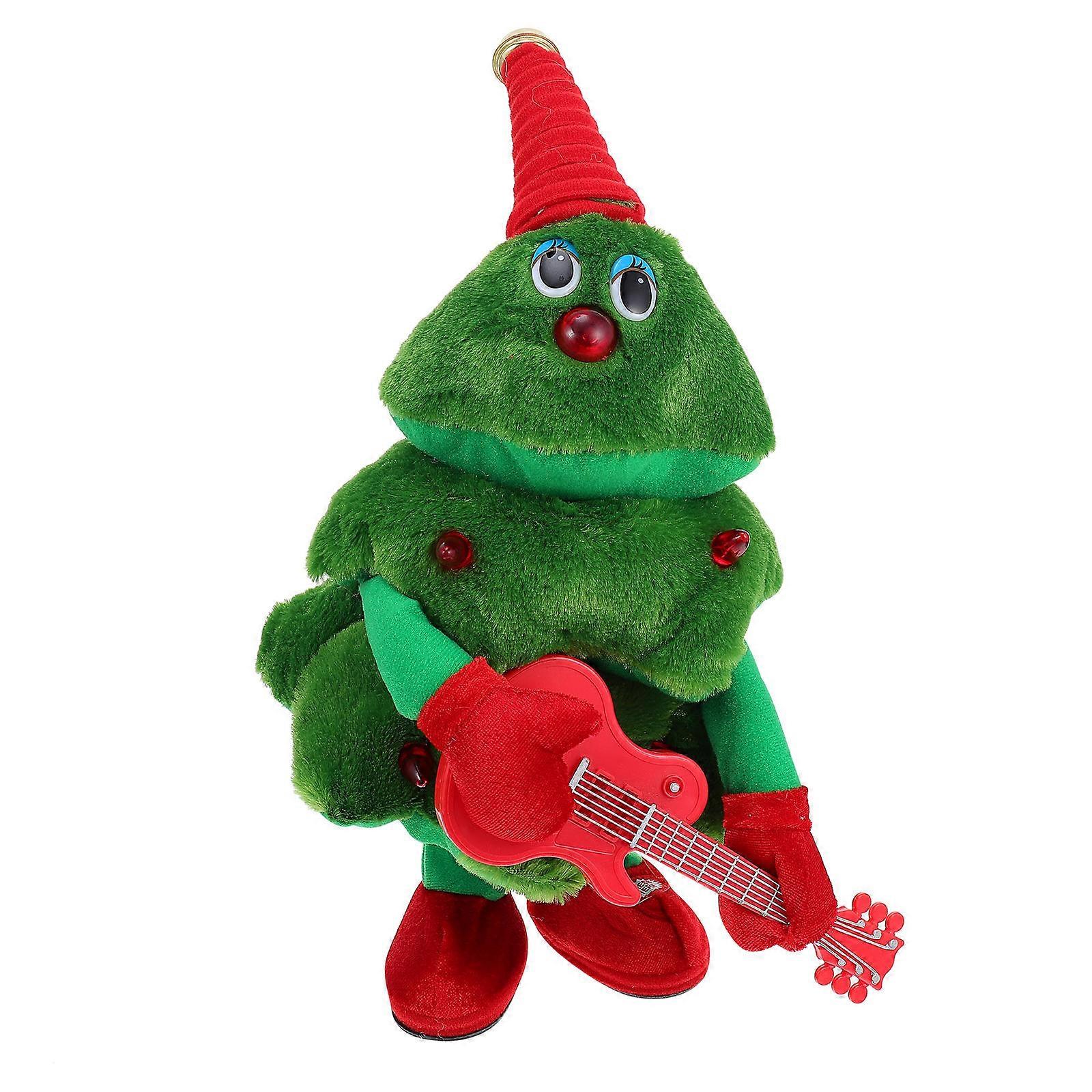 Dancing Christmas Tree with Funny Musical Toy for Home Decoration Green Plush Material 6.5 Inches
