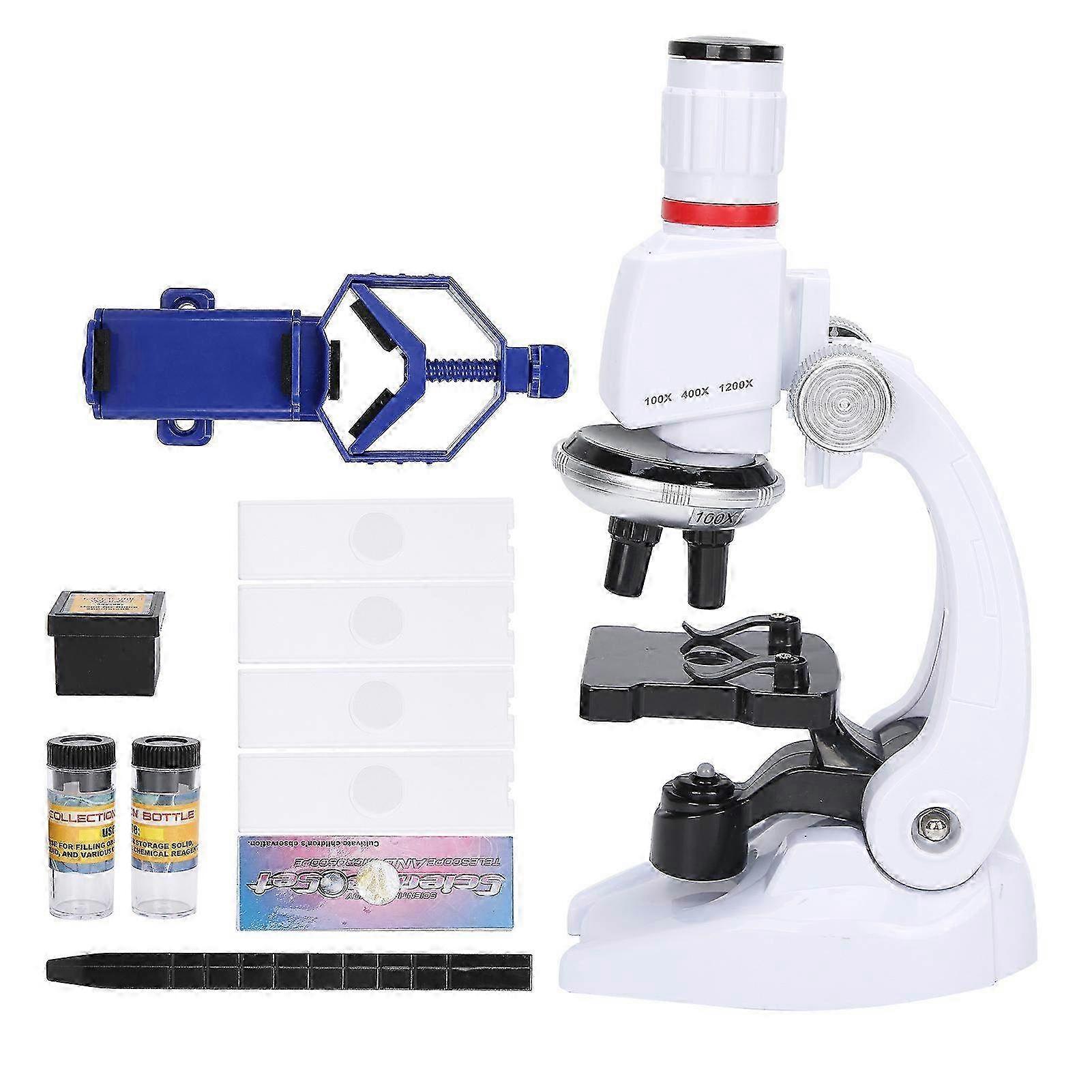 Children's Microscope Set with Mobile Phone Holder - High Definition 1200X Simulation Microscope for Kids Science Experiments