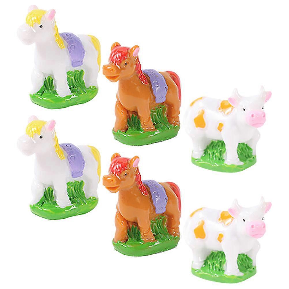 6Pcs Miniature Animal Figures for Landscaping and Desktop Decoration