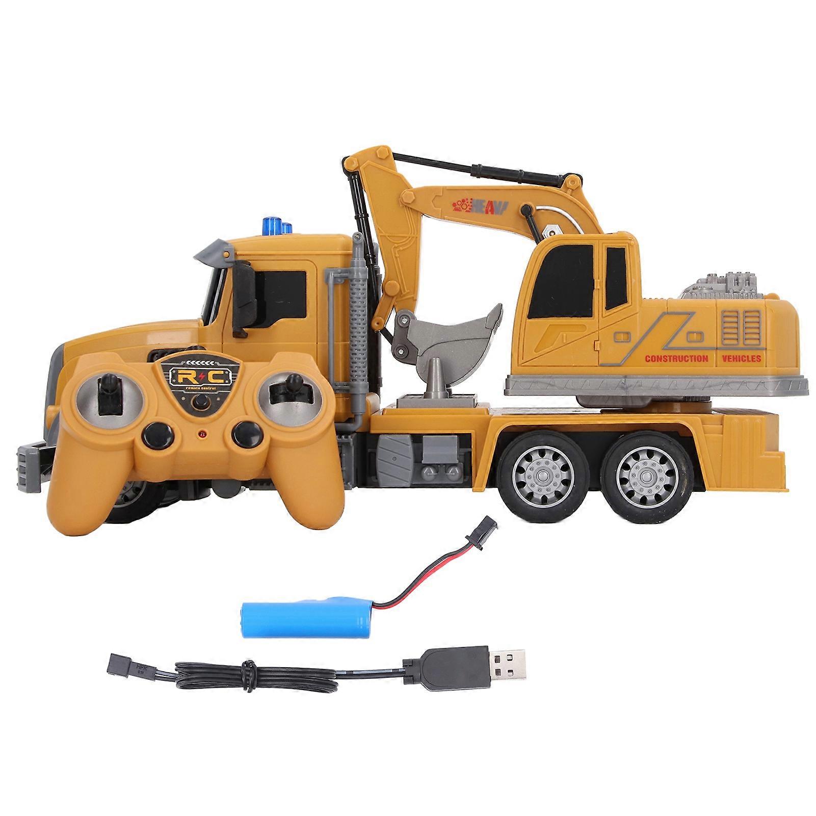 RC Excavator Toy 6 Way High Simulation Remote Control Construction Vehicles for Kids Children