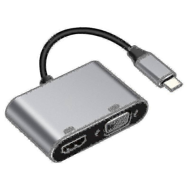 New 2023 Usb Type C To Hdmi Vga Adapter 2 In 1 Type-c To Hdmi 4k Uhd Multiport Hub