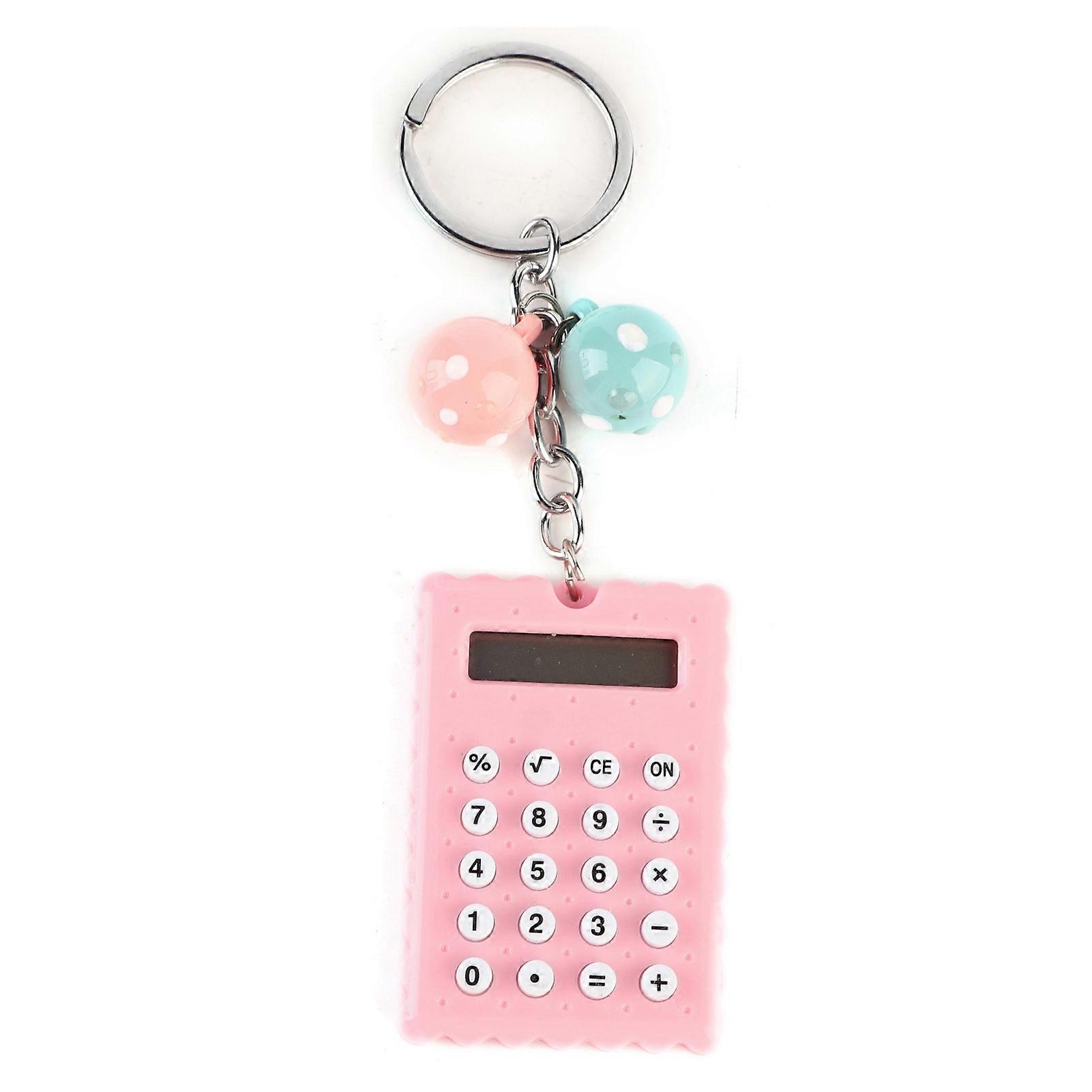Mini Portable Cute Cookies Style Key Chain Calculator Candy Color Pocket Calculator (Pink)
