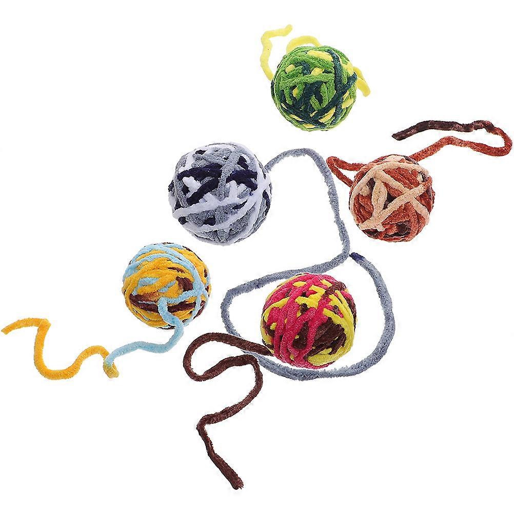 Assorted Color Woolen Yarn Cat Toy Balls for Active Play and Exercise  5 Pieces