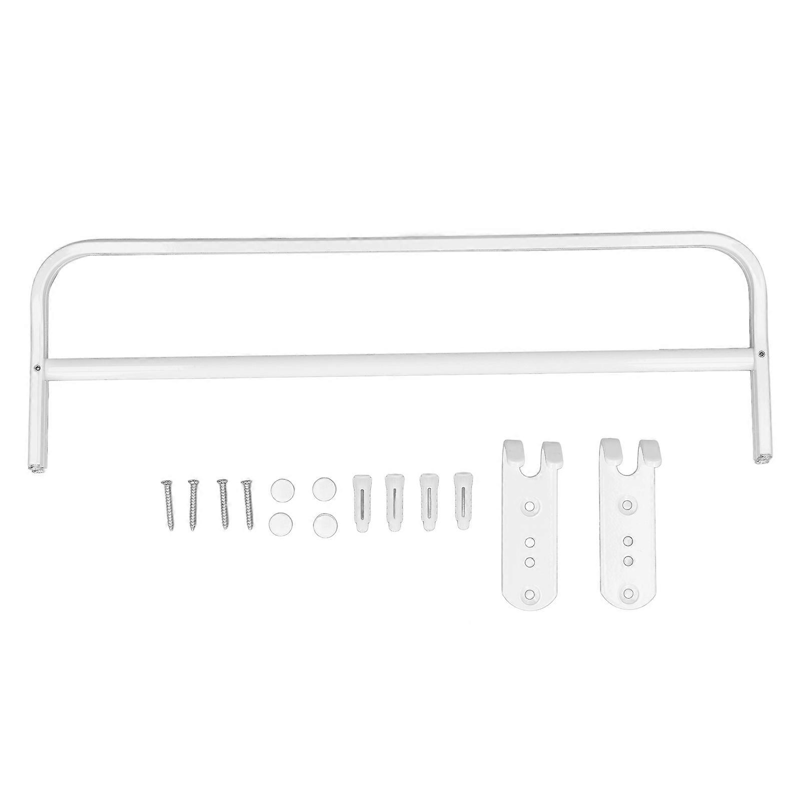 White Rustproof Aluminum Towel Rack with Double Bars and Hooks