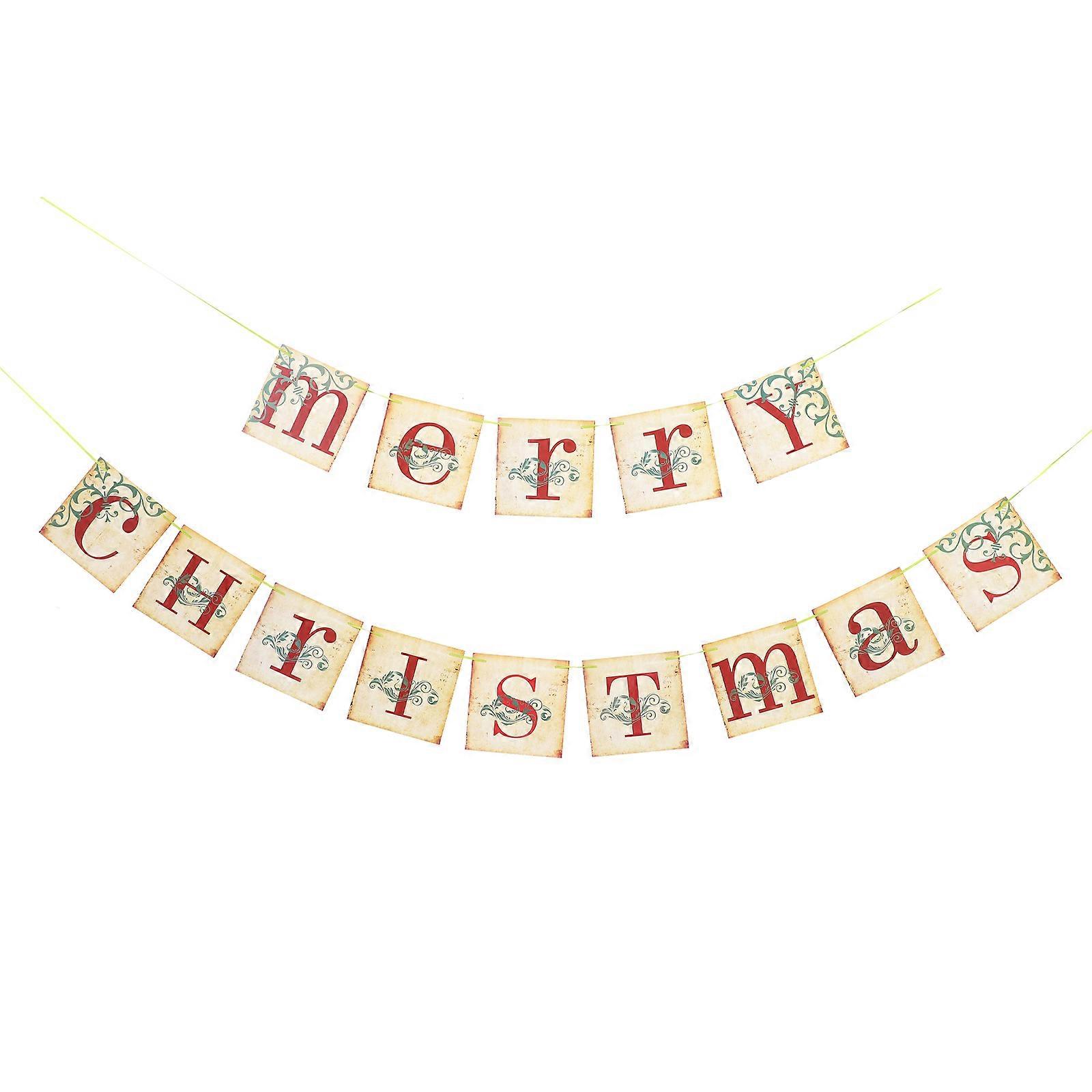 Retro Design Christmas Banner For Window Decor Great For Parties Targeted At Friends 1 Set