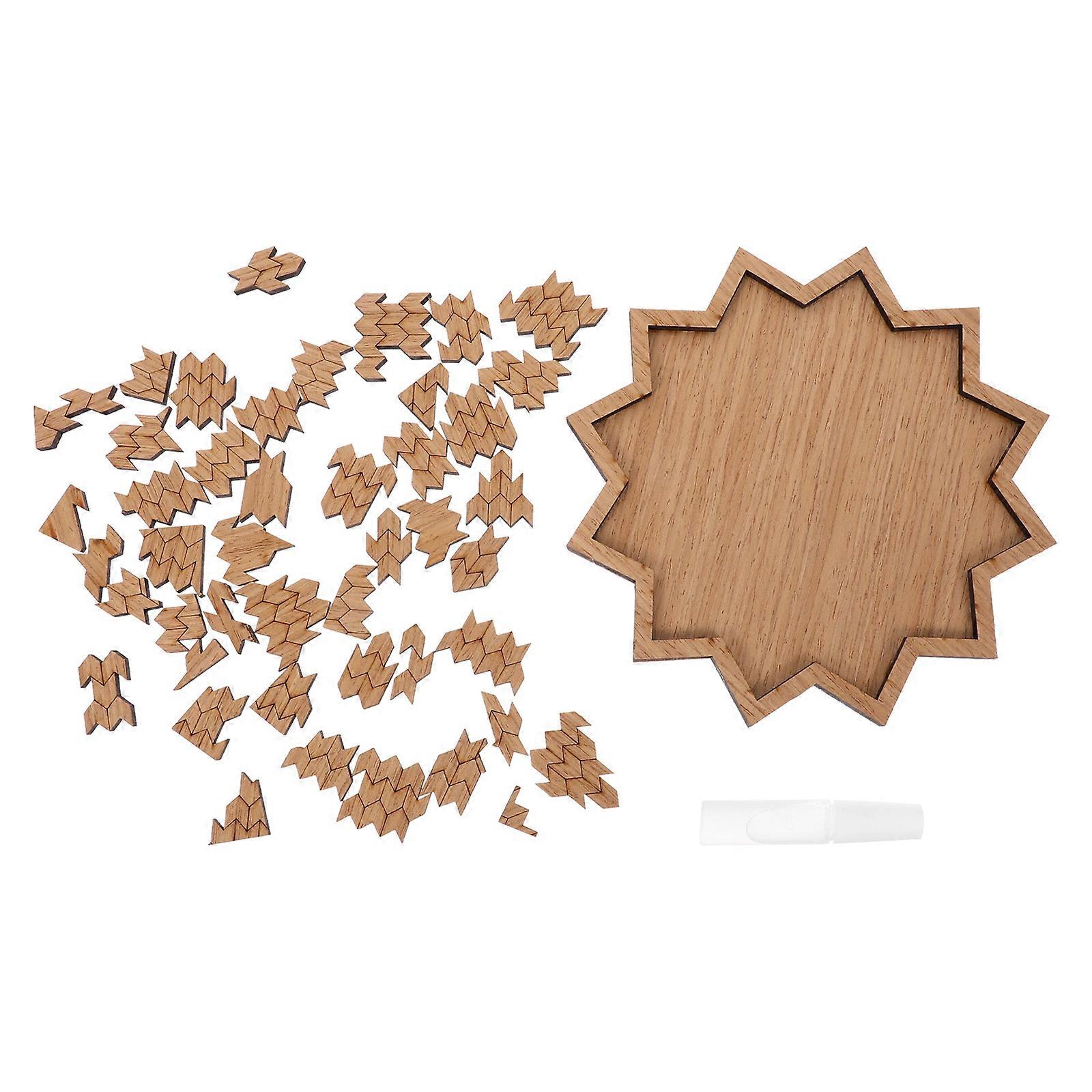 Geometric Insertion Wooden Playthings for Family Entertainment 5.9×5.9×0.2in Adults and Kids Educational 1 Set