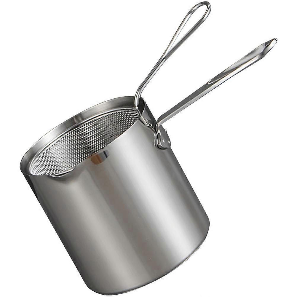 1 Set Stainless Steel Frying Pot with Fry Basket for Kitchen Food Preparation