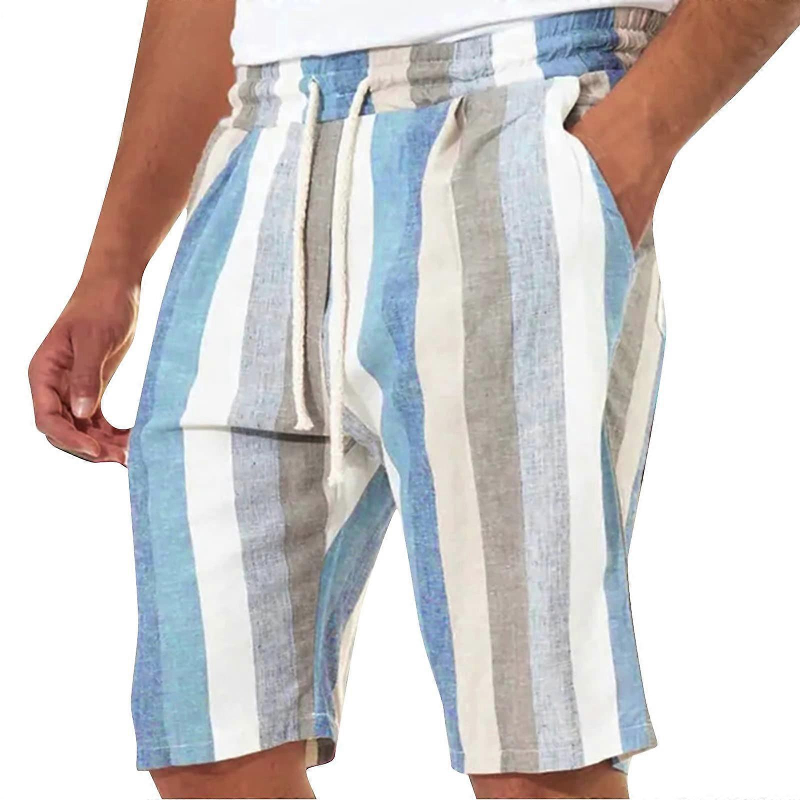Men's Beach Shorts Lightweight Colorful Summer Style Light Blue Size L