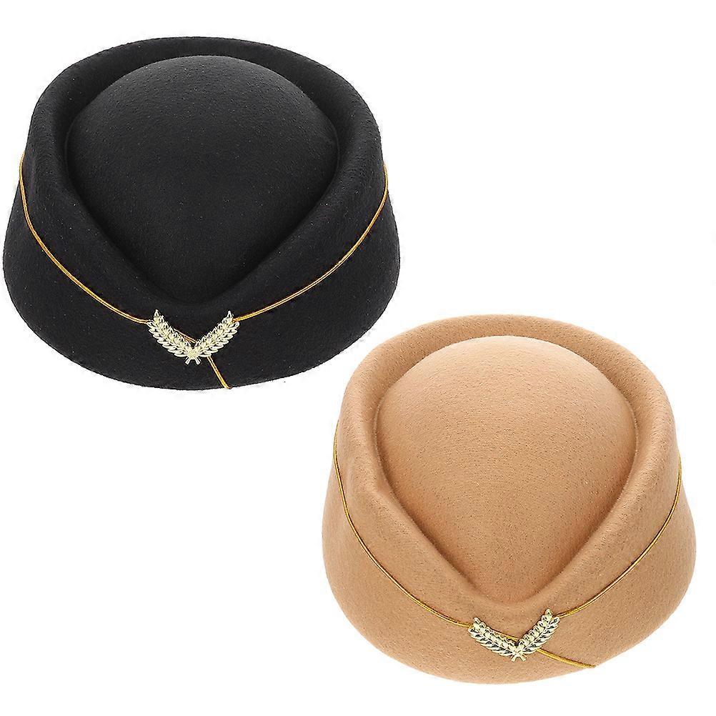 Stewardess Hat 2Pcs Assorted Color Felt Hat Decor with Elegance Boost and Versatile Use