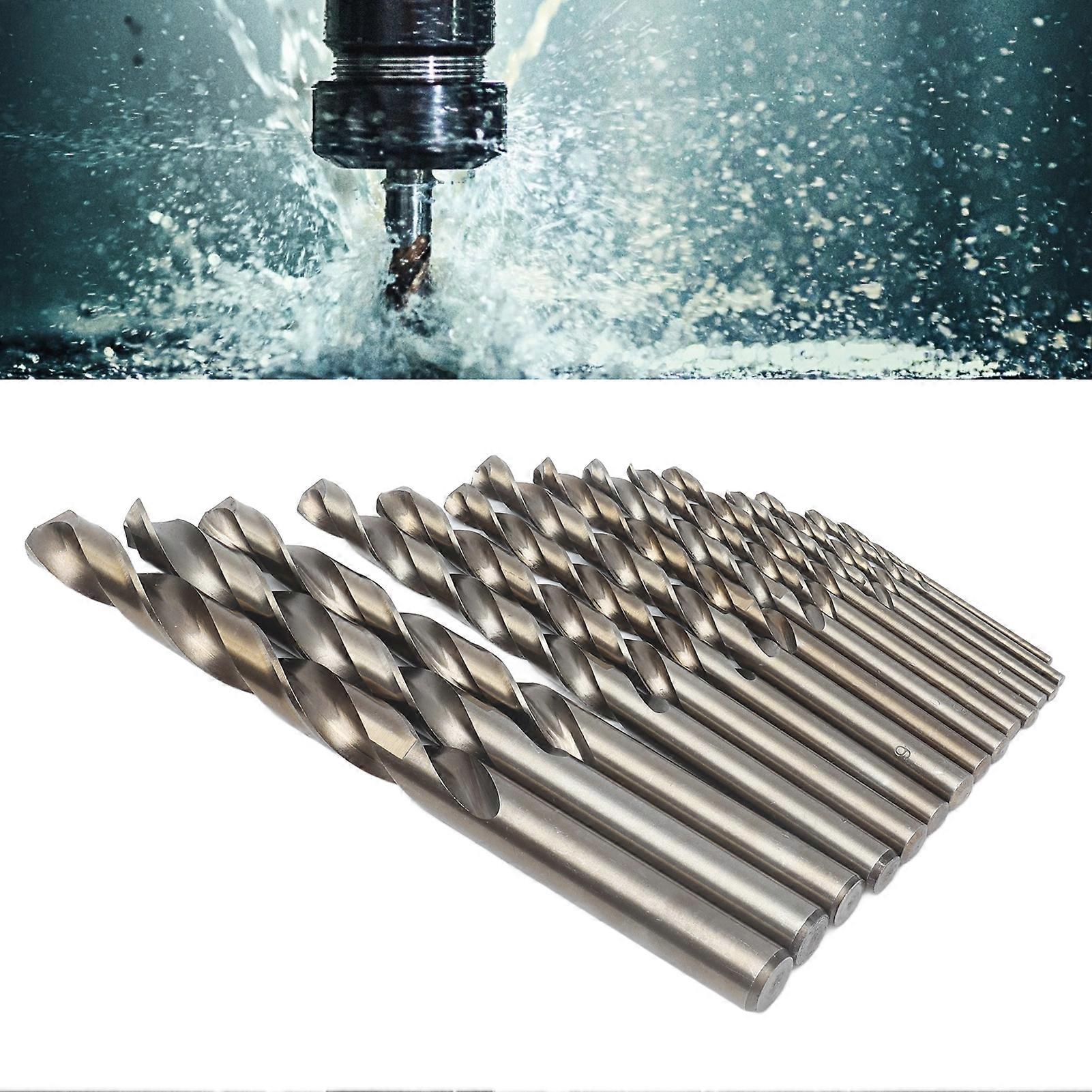 15Pcs Twist Drill Bit 135° Oxidized Gold Cobalt Drills Bits Set for Cutting Hard Metals