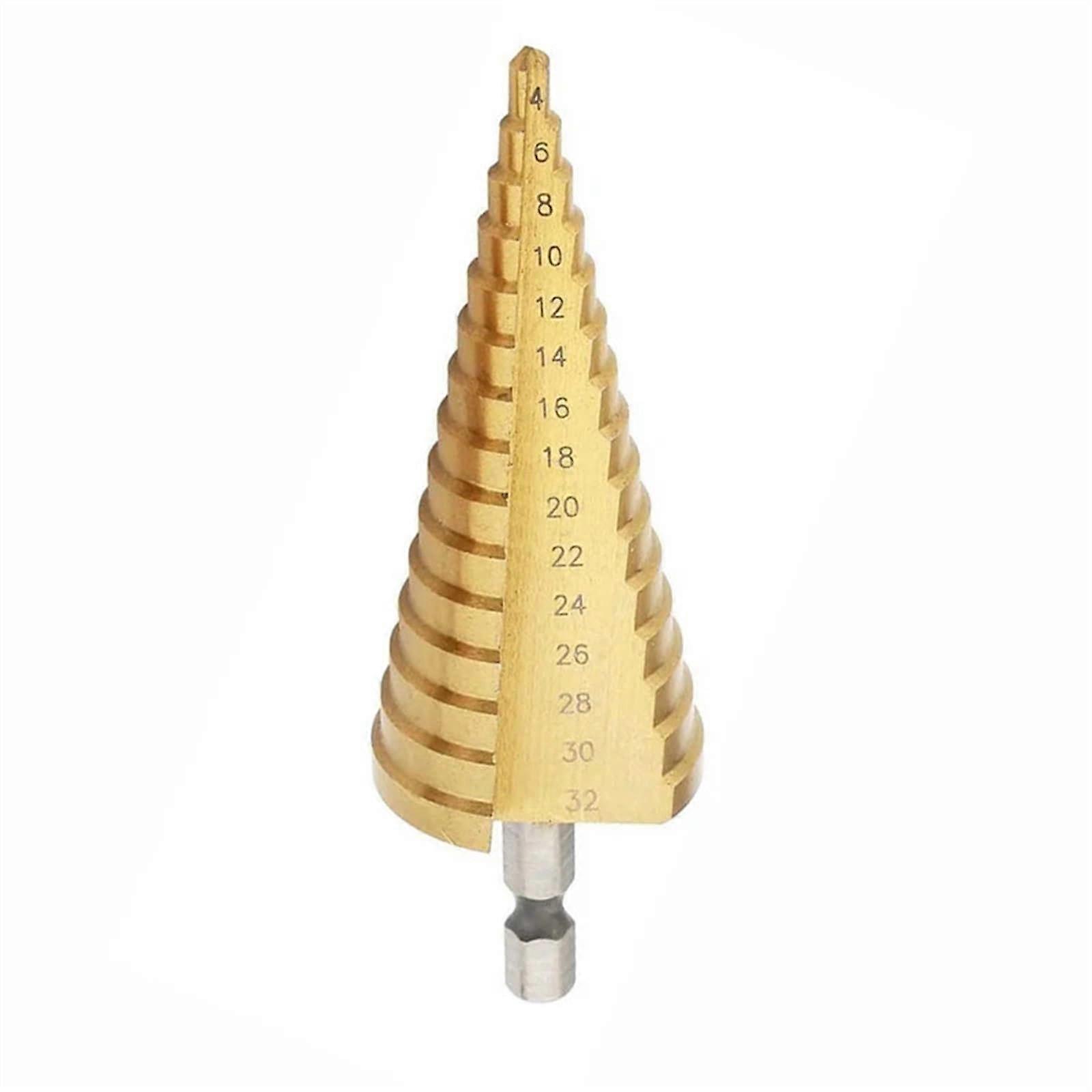 432mm  Speed Ti Coated Metal Hex Core Drill Bit  Speed Steel Step Drill Bit Set Taper Hole Wood Cutter Cone Metric Hexagonal 4/6 UK