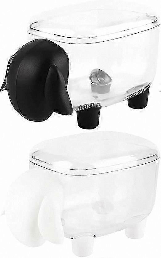 2-Pack Transparent Sheep-Shaped Cotton Swab Holders with Lid for Storage Organization