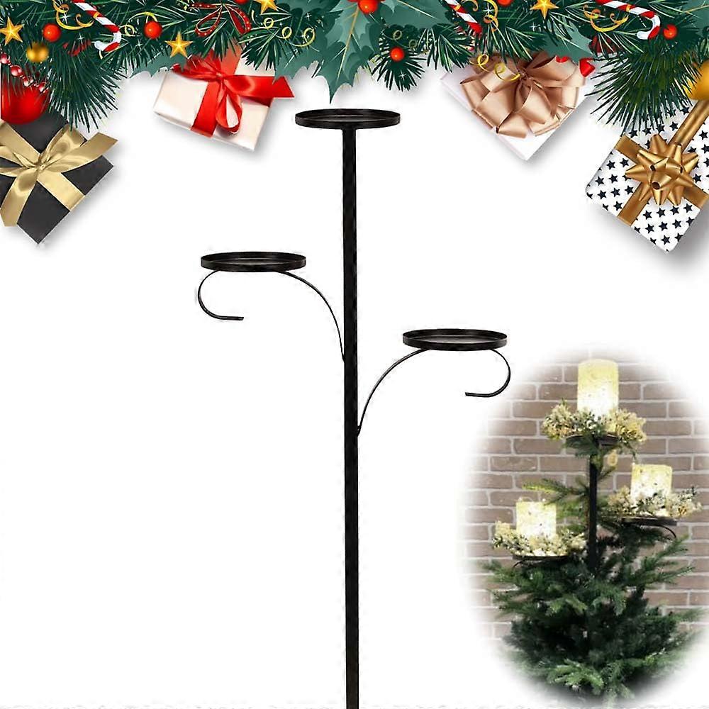 A*1 Black Triple Tree Topper, Unique Candelabra Candle Holder, 3 Tier Light Up Christmas Topper