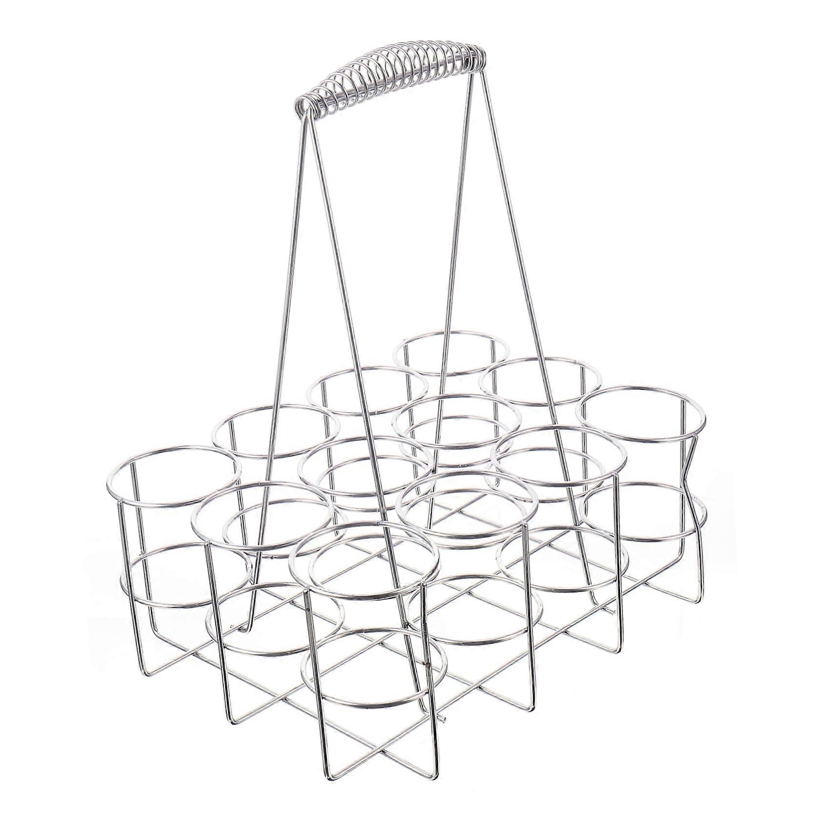 Sturdy Metal Beer Bottle Carrier Rack with Handle Bottle Craft Beer Holder Basket for and Storage and Housewarming Silver