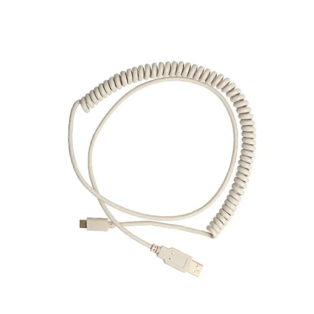 Professional coiled USB cable for keyboard spring type C cable accessories (light grey) lightgrey