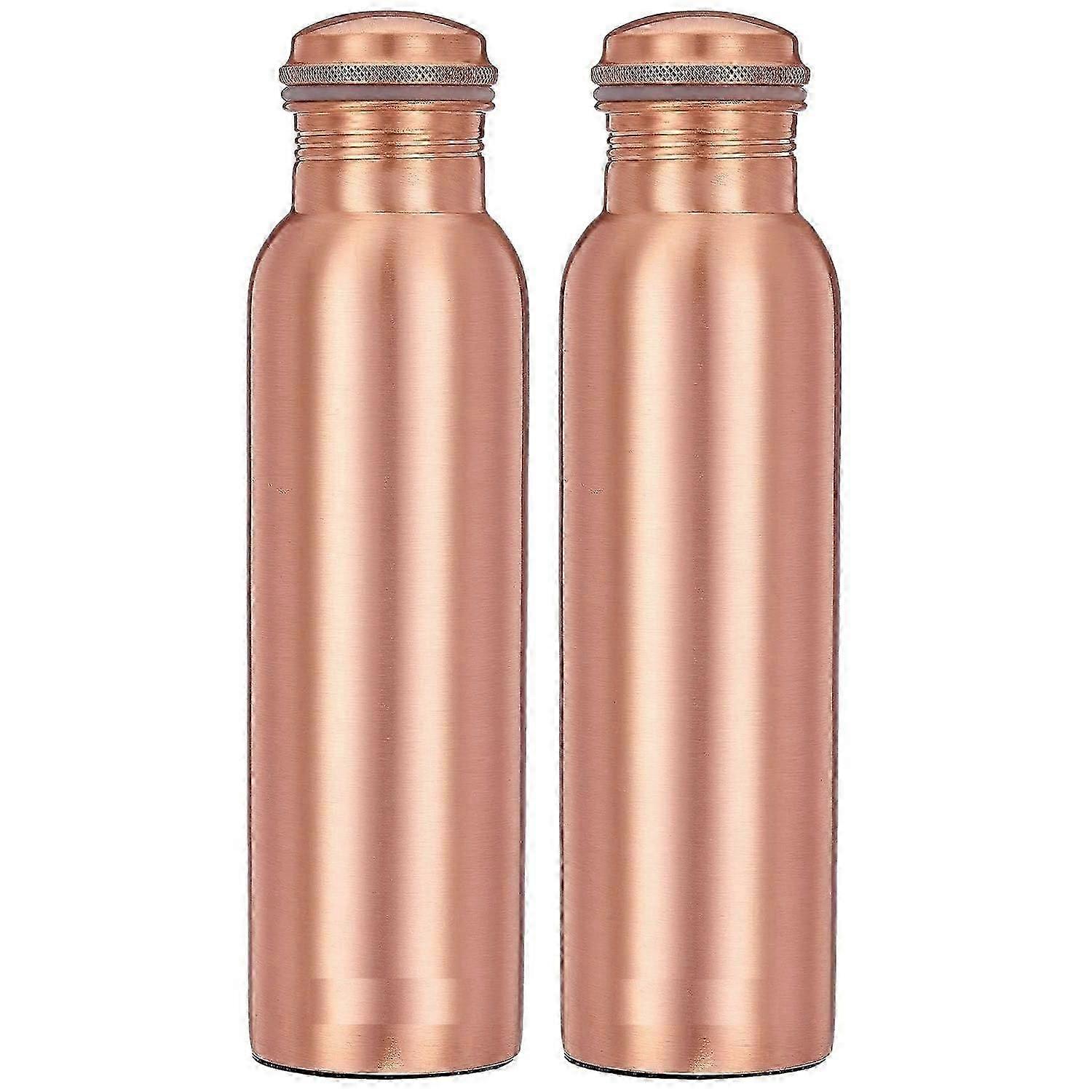 Kupfer Wasserflasche | 100% reines Kupfer | Auslaufsicher & rostfrei | für Zuhause, Schule & Büro | Mattes Finish | 950 ml | 2er-Set