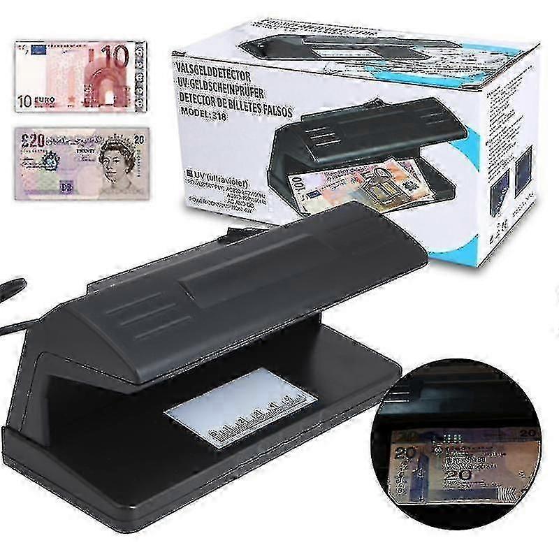 Uv Light Practical Counterfeit Bill Currency Fake Money Detector Checker Eu Plug Black Color 183x82x