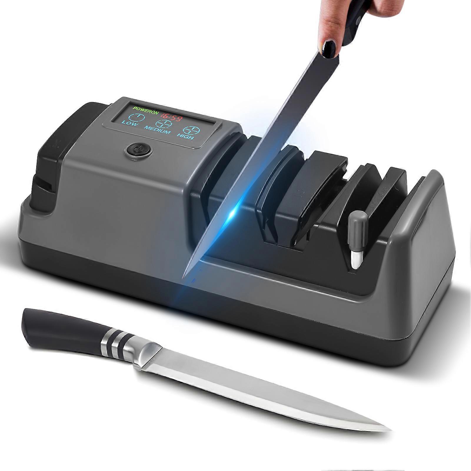Multifunctional Electric Knife Sharpener 3-Stage Black ABS 12V