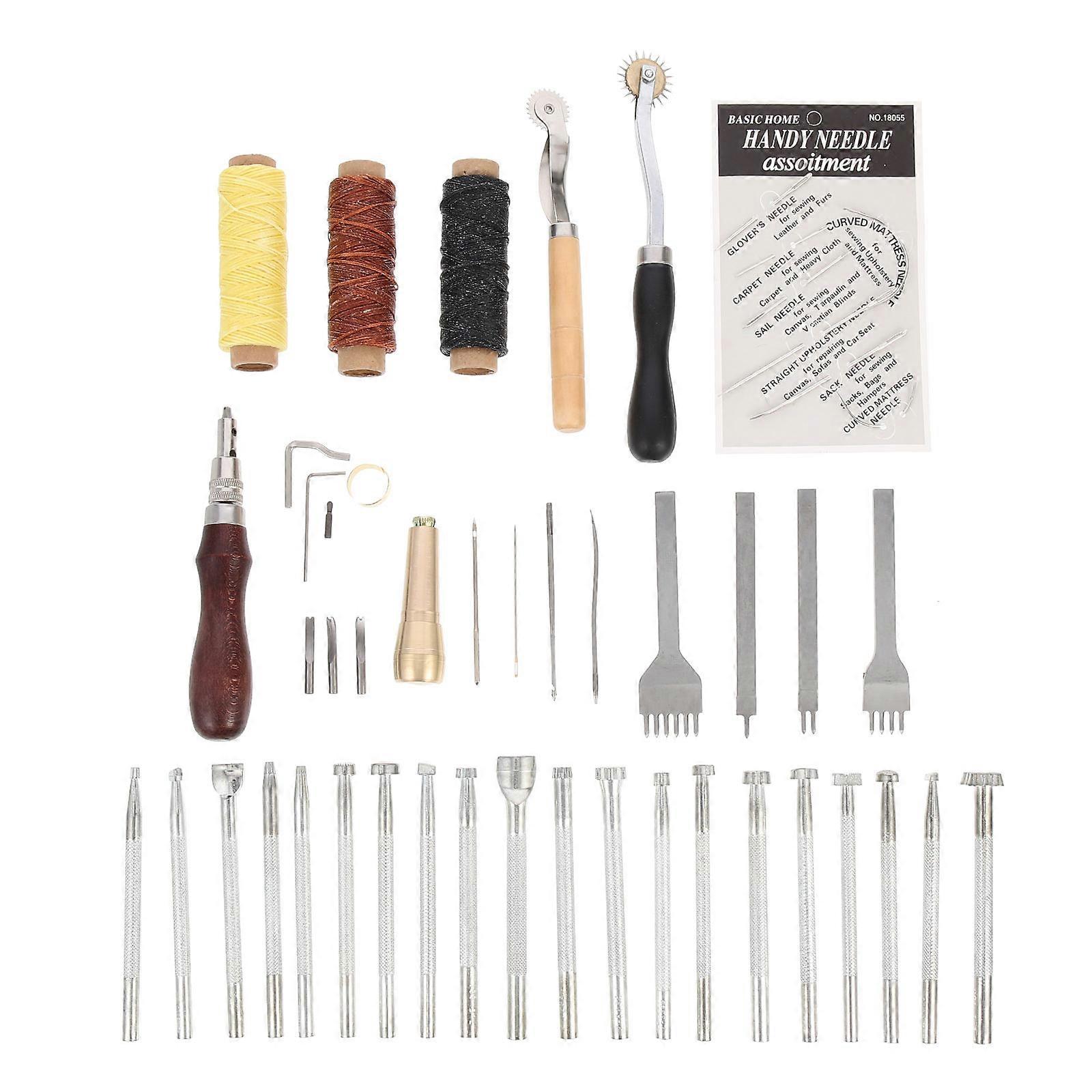 Leatherworking Starter Kit Craft Set for Crafting White Alloy Steel Tools for Repair Sofa 1 Set