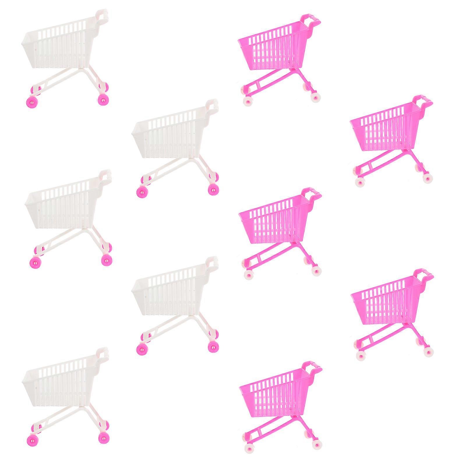 Mini Shopping Cart Toy Role Play Toy for Children Plastic Assorted Color Storage Ability Training 10Pcs