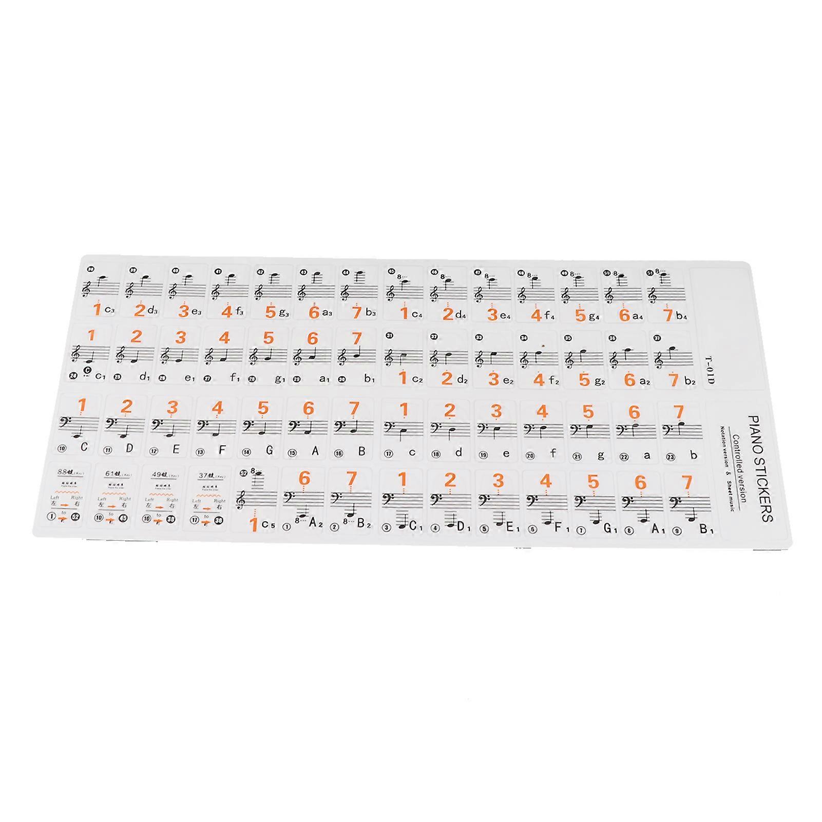 Transparent 37 49 61 Electronic Keyboard 88 Key Piano Stave Note Sticker Notation Version & Sheet Music for White Keys