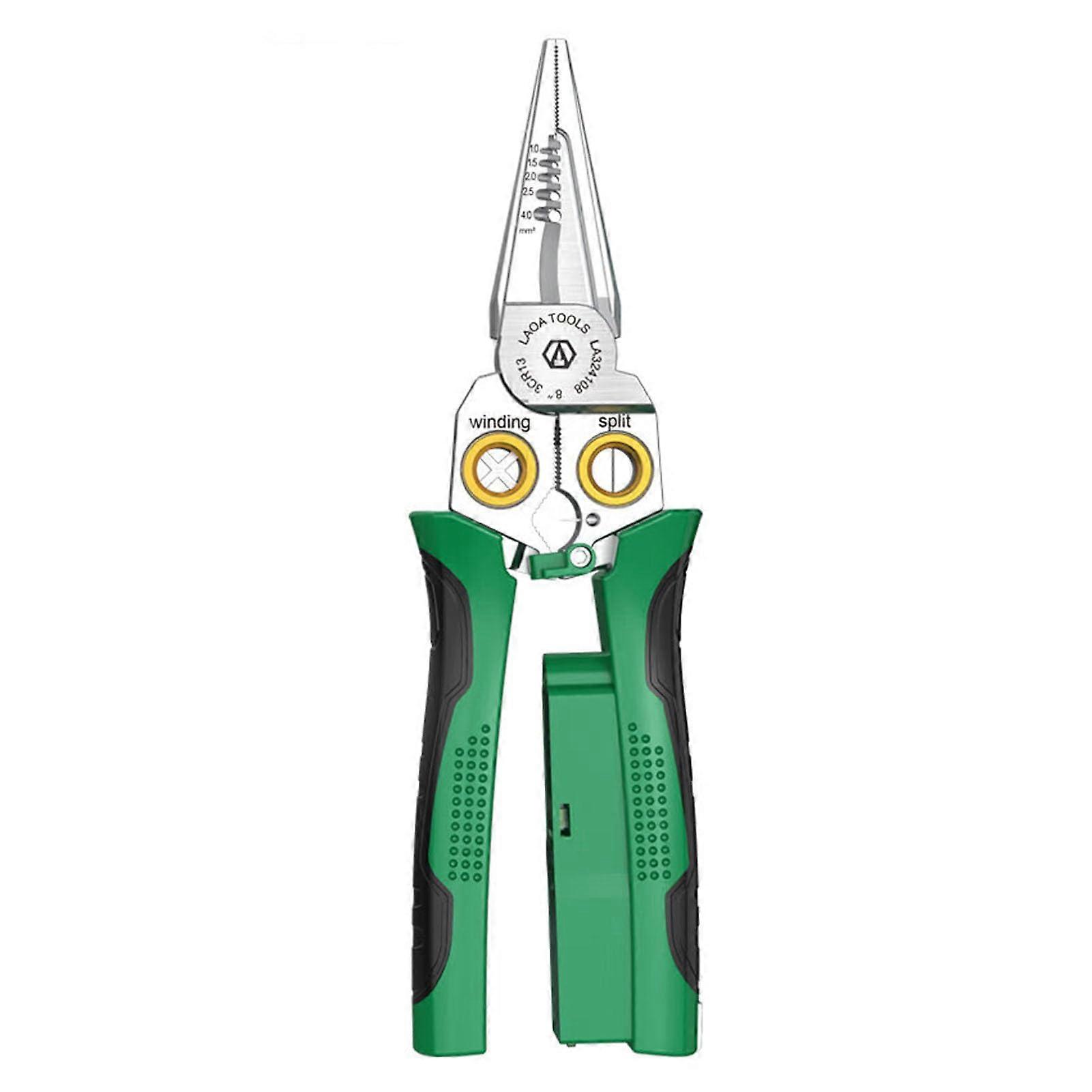 Durable and Reliable Foldable Wire Stripper with Voltage Tester 8 in 1 Wire Stripper with Voltage Tester Auto , Greener, 7in1 Wire Stripper