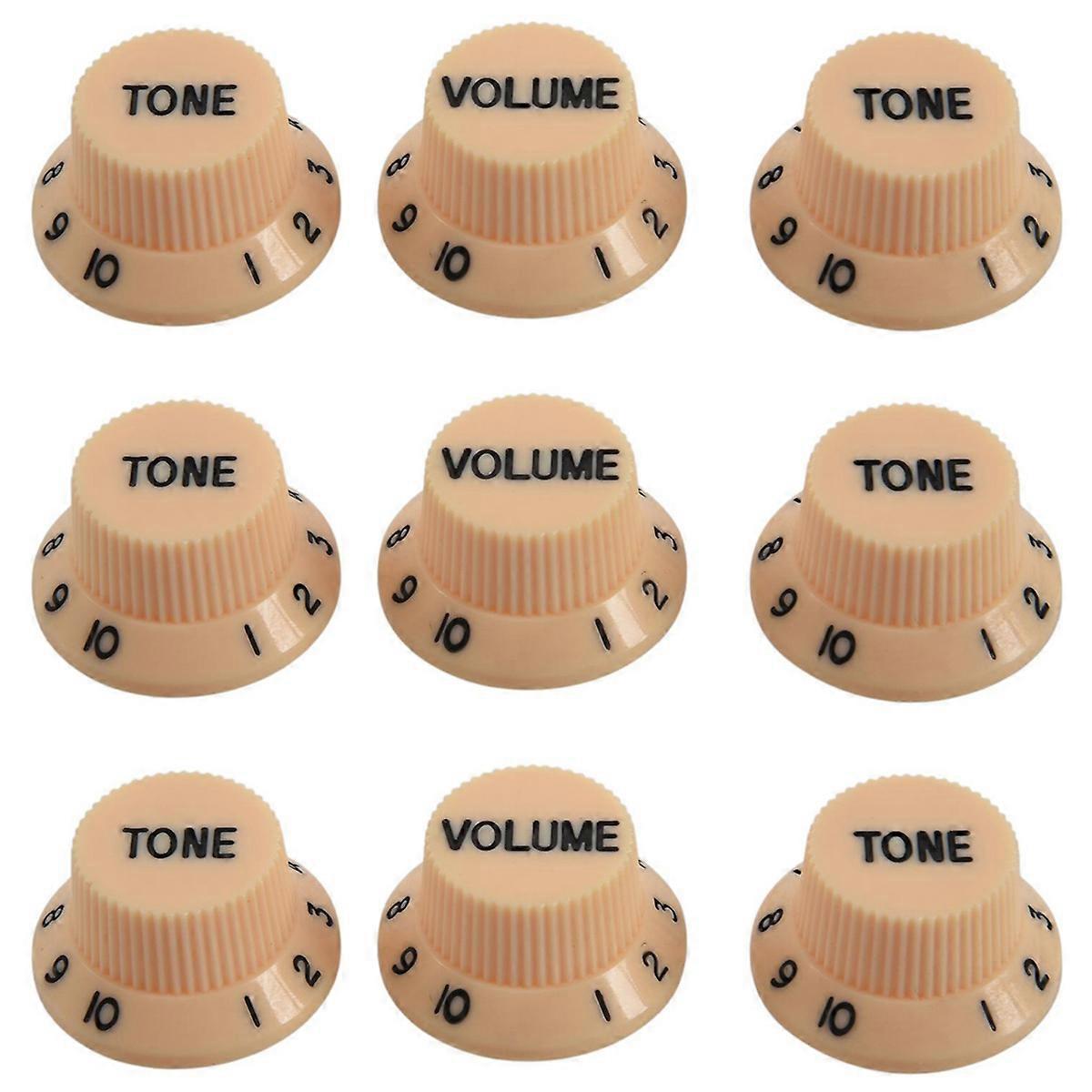 Cream Dark Blue Font 3 Volume& 6 Tone Guitar Control Knobs for Strat