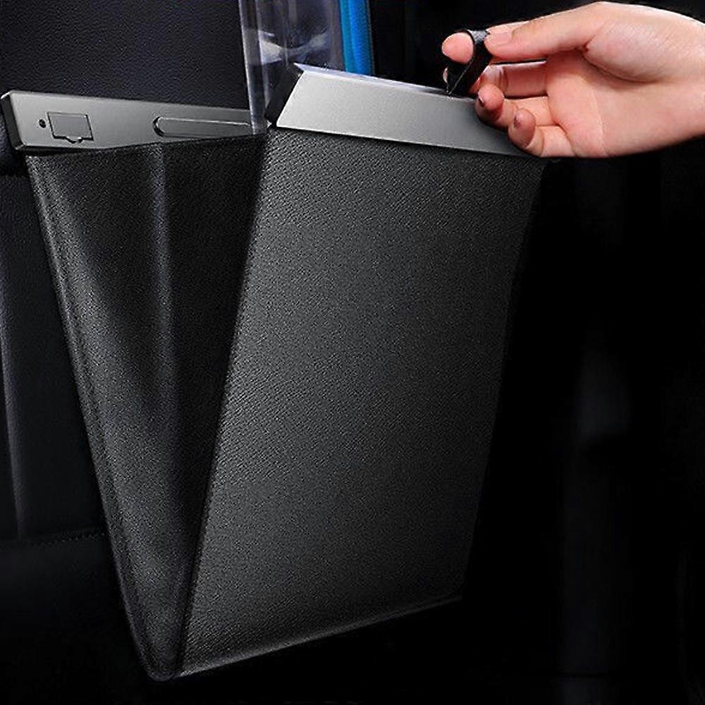 Leather Car Garbage Can 10.8"x10.2" Foldable Large Capacity Black/Brown