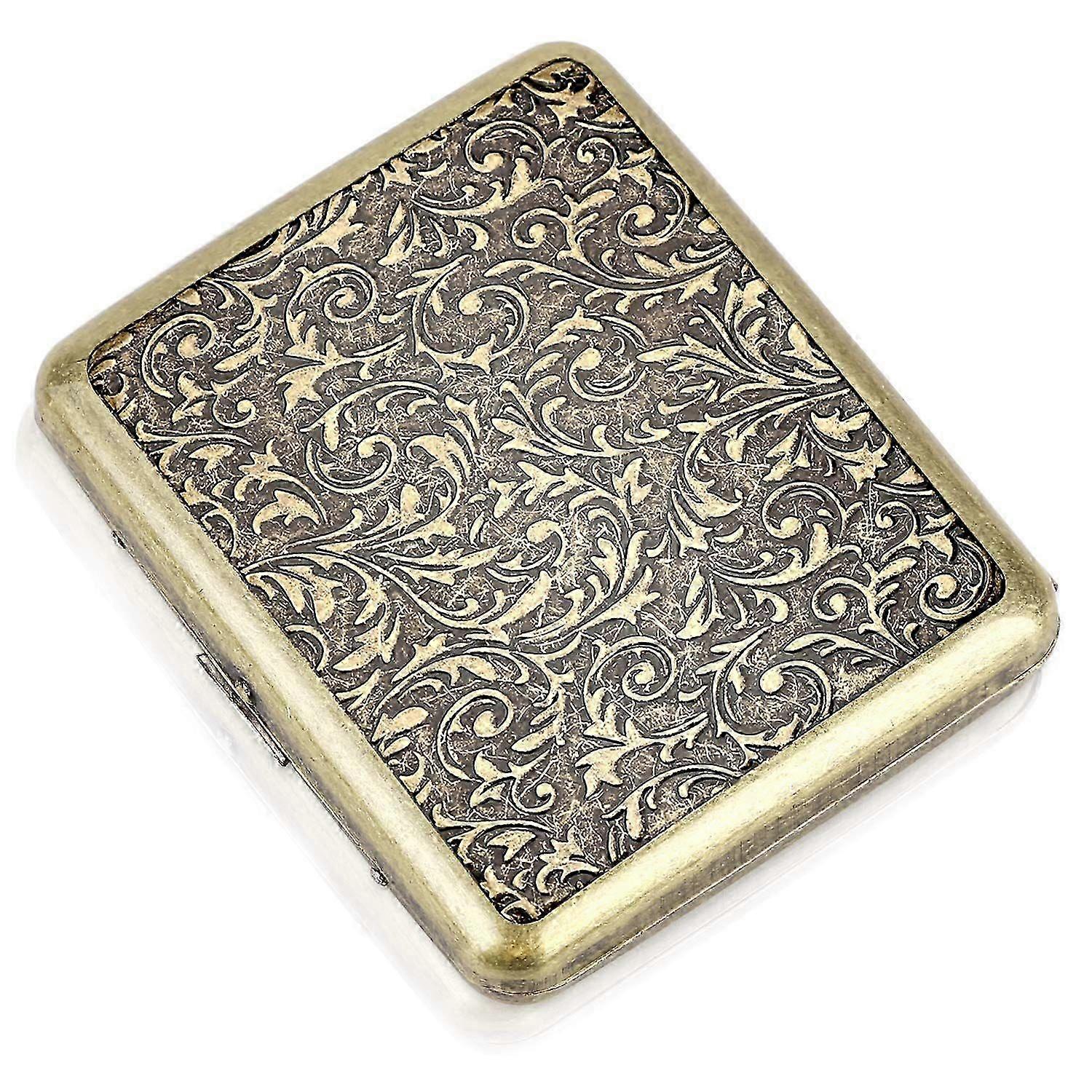 Cigarette Case Holds 20,Flower Golden