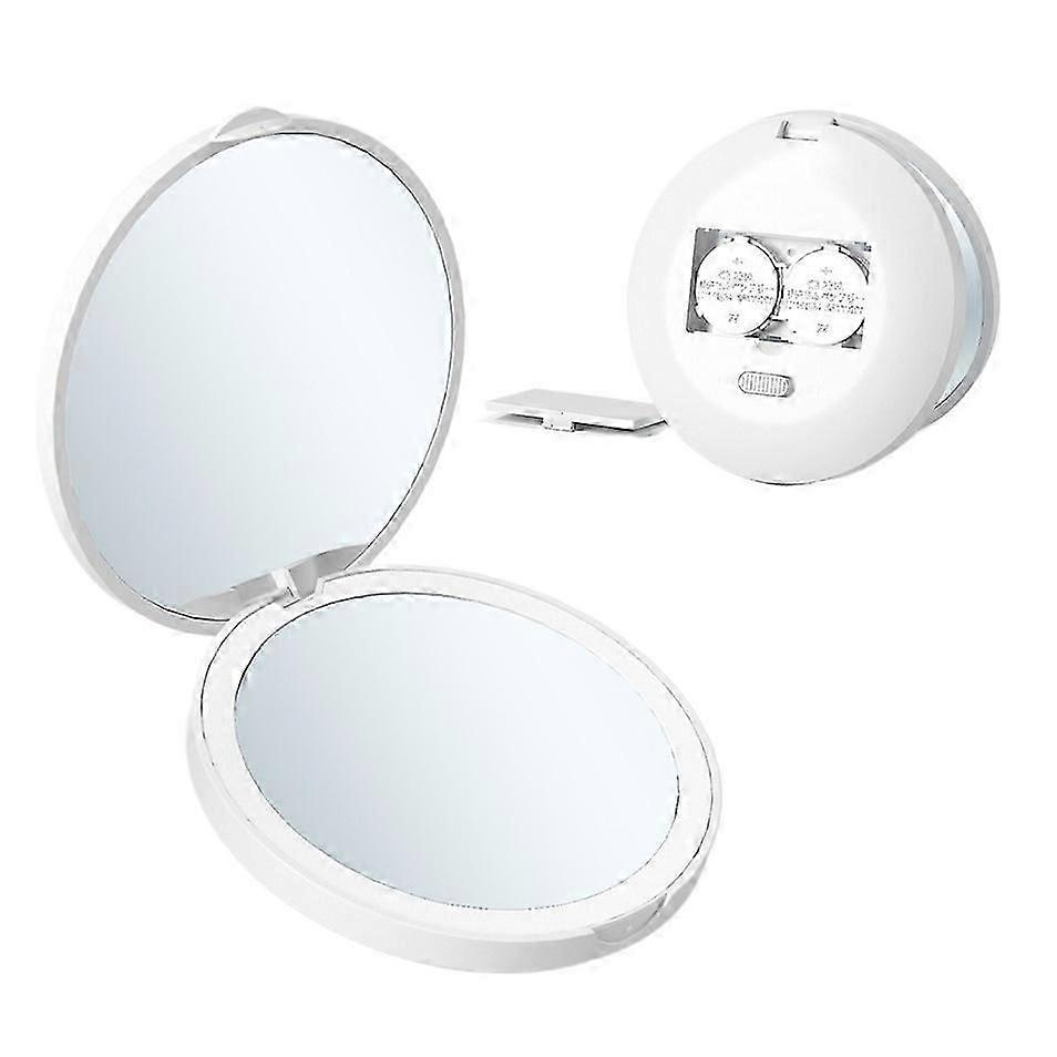 handheld portable makeup mirror led foldable round