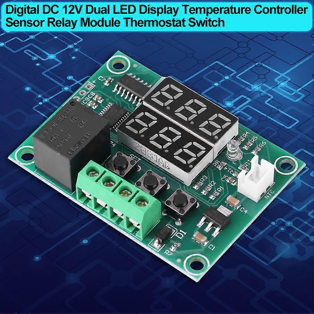 Digital DC 12V Dual LED Temp Controller Sensor Relay Module Thermostat