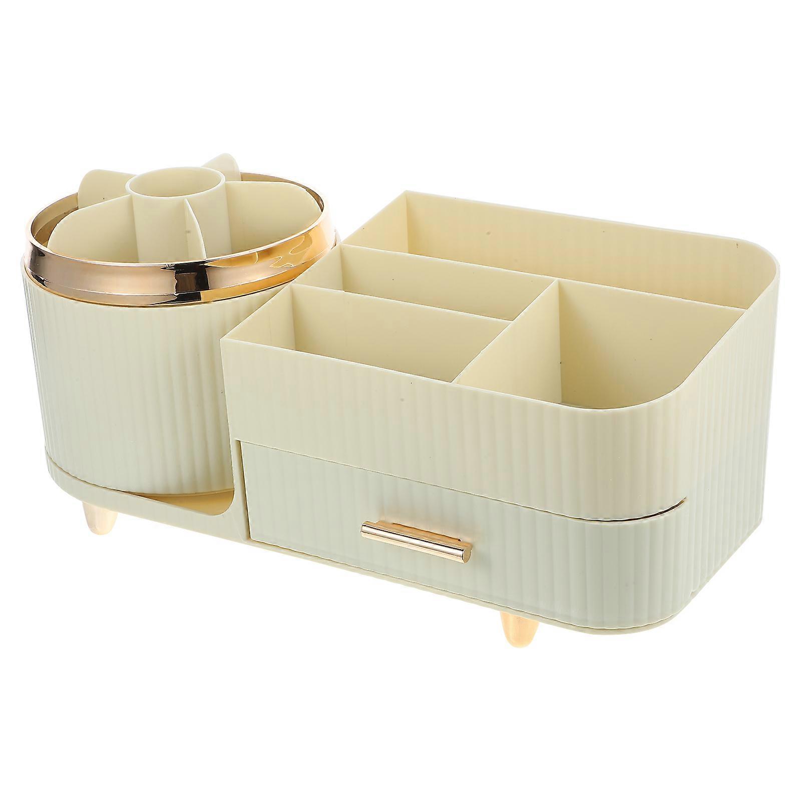 Desktop Rotary Makeup Brush Holder Large Capacity Cosmetics Storage Container