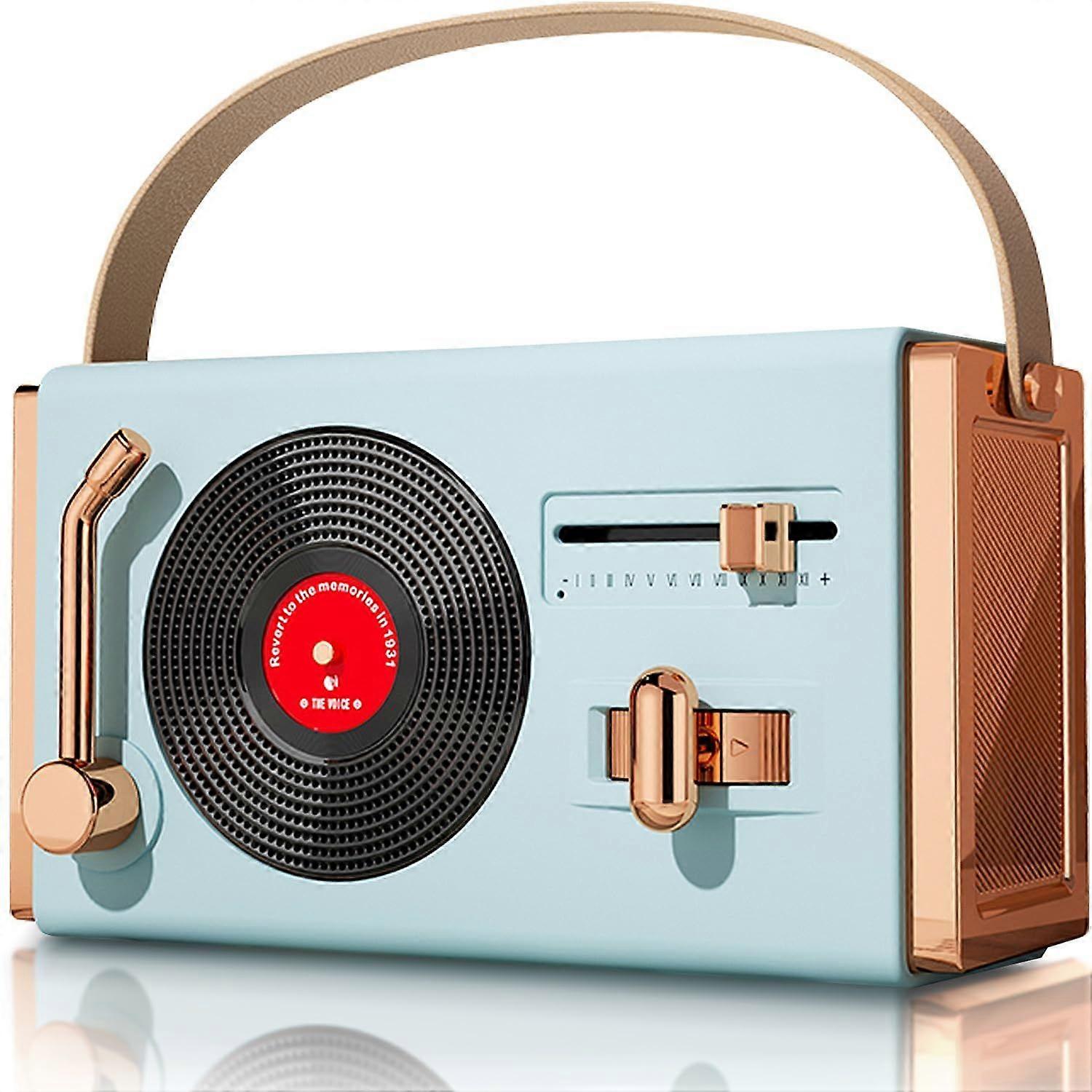 Retro Bluetooth speaker, small and portable, suitable for bedroom and office decoration(Blue)
