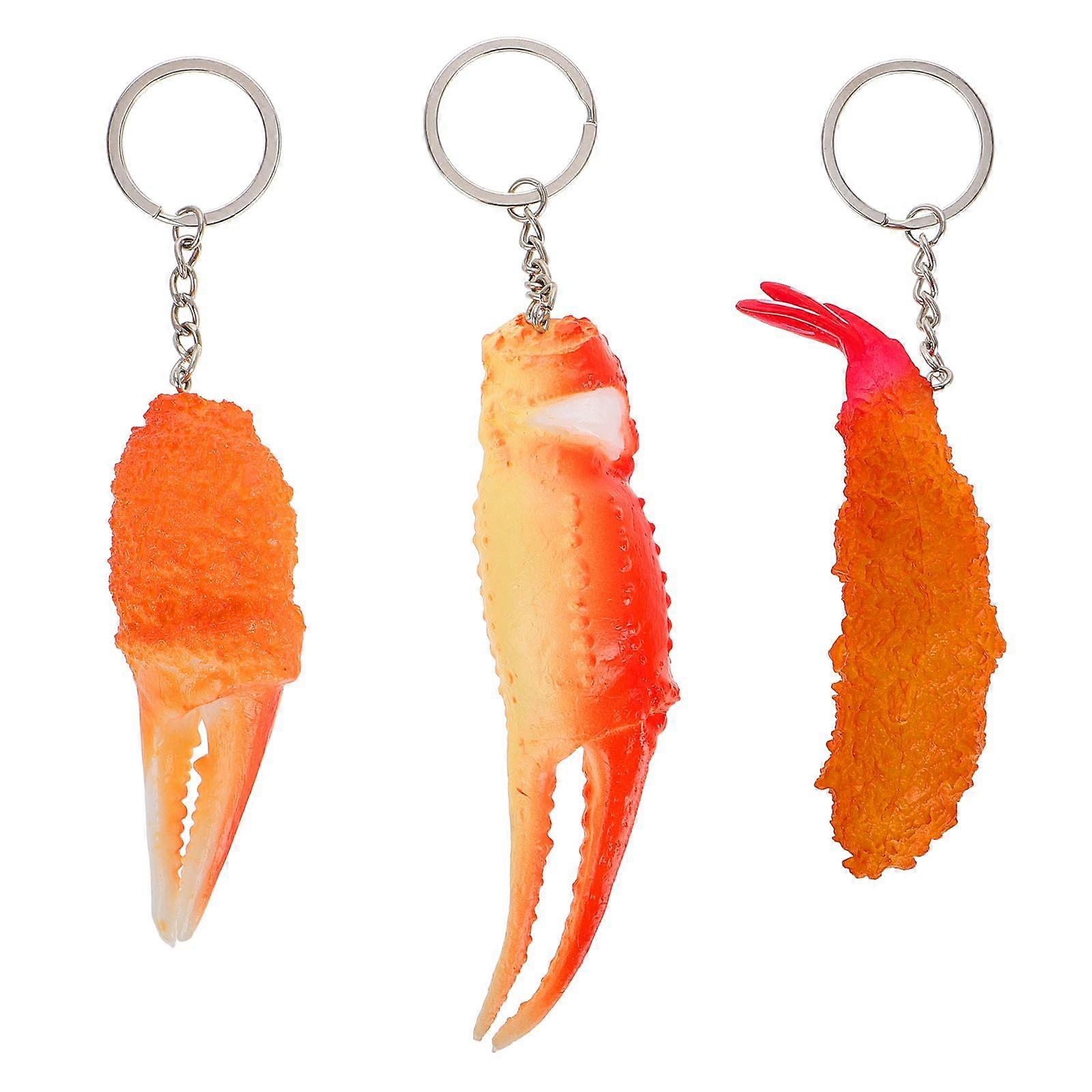 3pcs Key Chains Crab Claw Shape Keychain Bag Pendant Fried Shrimp Key Ornament