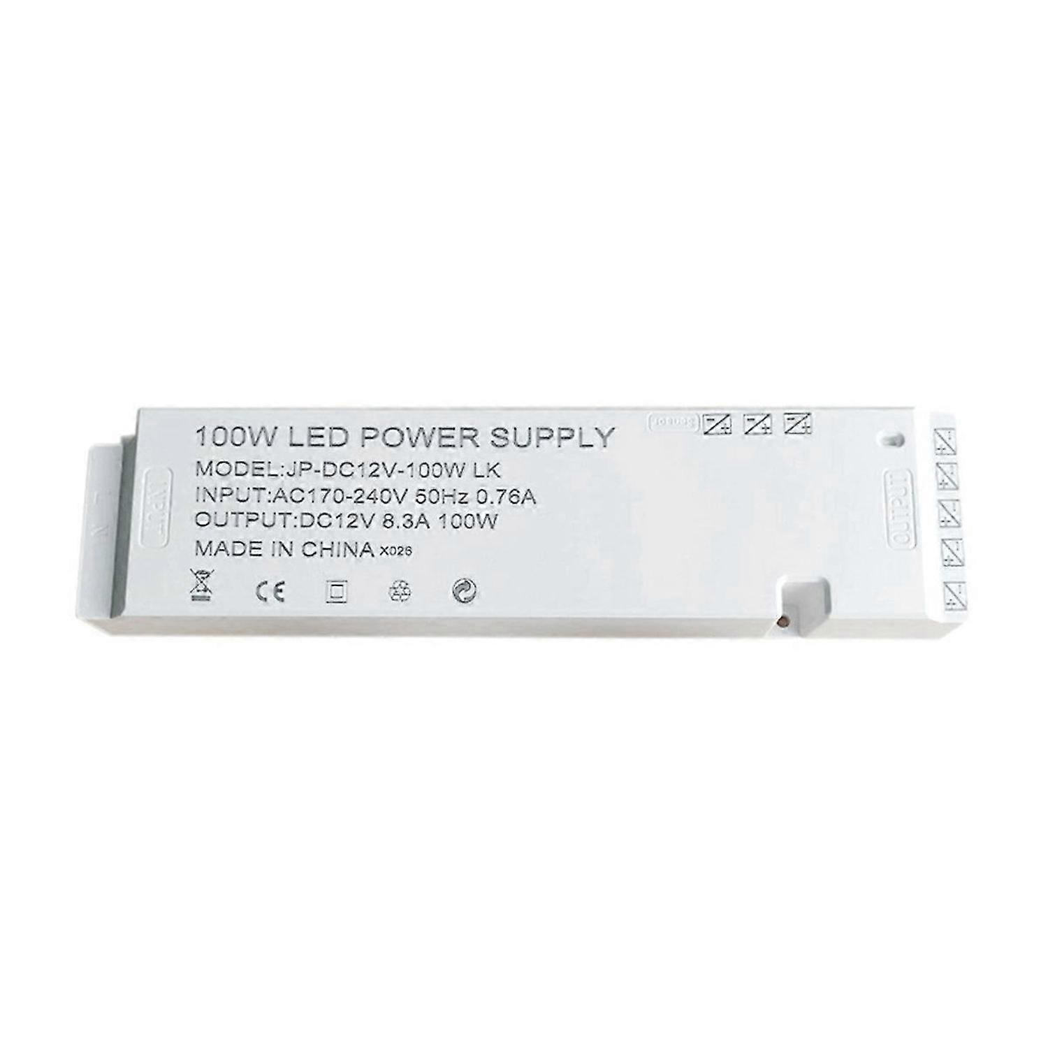 AC220V to DC12V Transformer Cabinet Light Power Supply 100W EU Plug