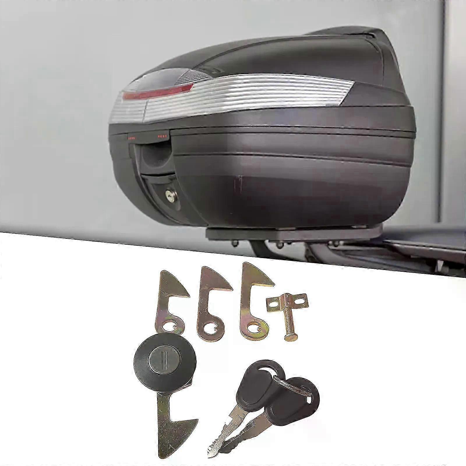 Motorcycle Rear Trunk Lock Replacement 2 Keys 4 Metal Hook Luggage Box Lock Storage Trunk Lock Set Tail Box Lock Spare Parts 2025