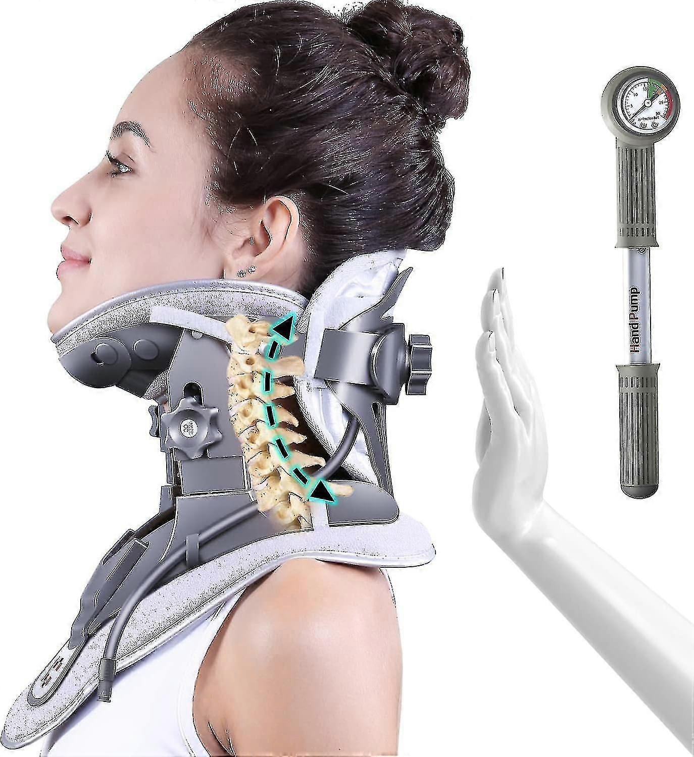 Cervical Neck Traction Device With 3 Power Levels And 8 Airbag Support Adjustable Spine Alignment Pain Relief Collar