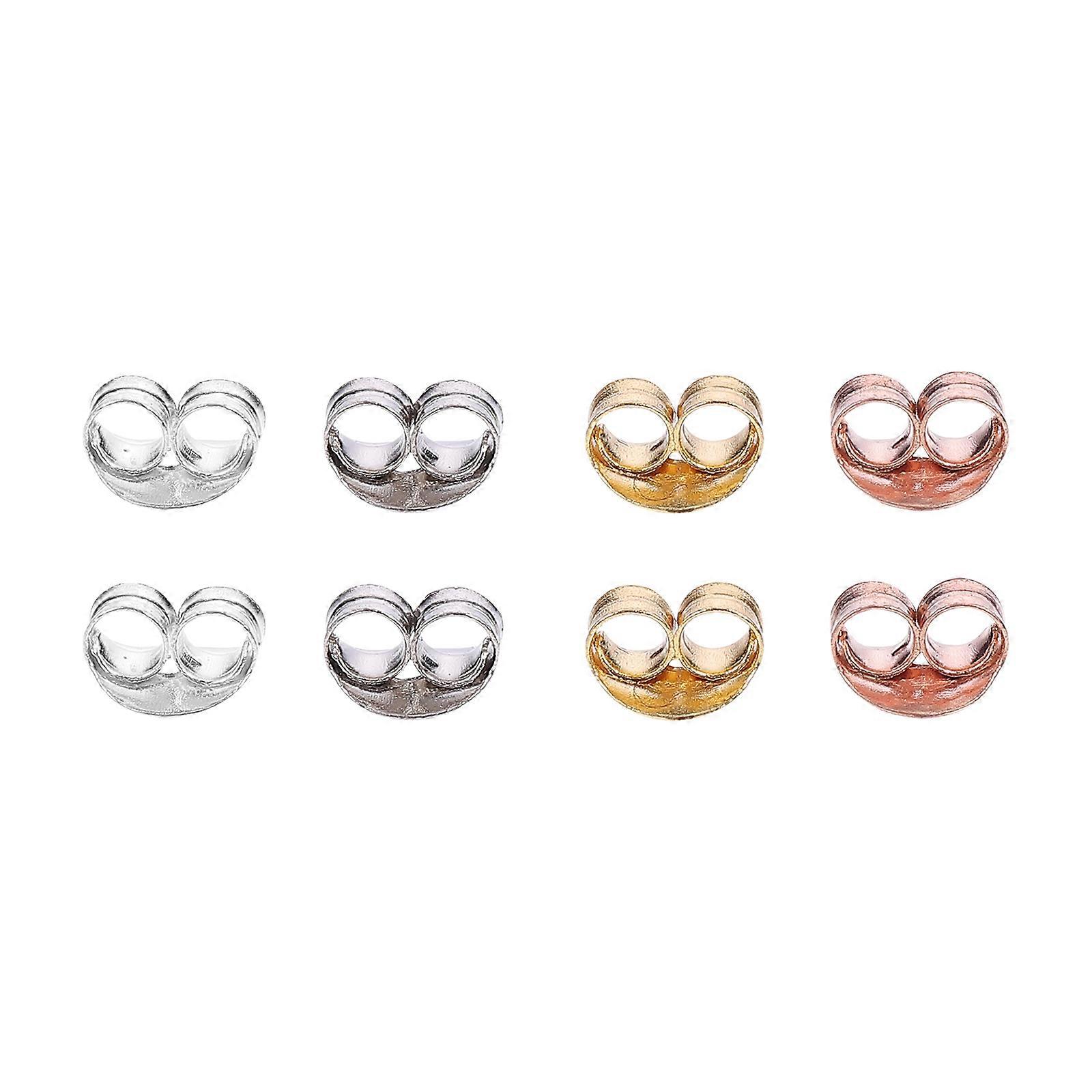 Assorted Color Silver Earring Stud Backings for DIY Jewelry 4Pairs Replacement