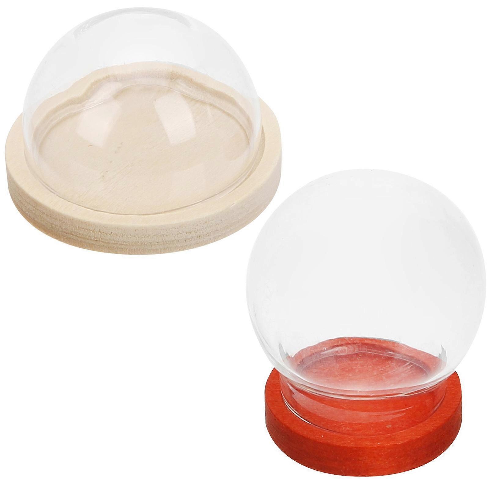 Small Glass Display Case Glass Dome for Protection 4Pcs Transparent Base