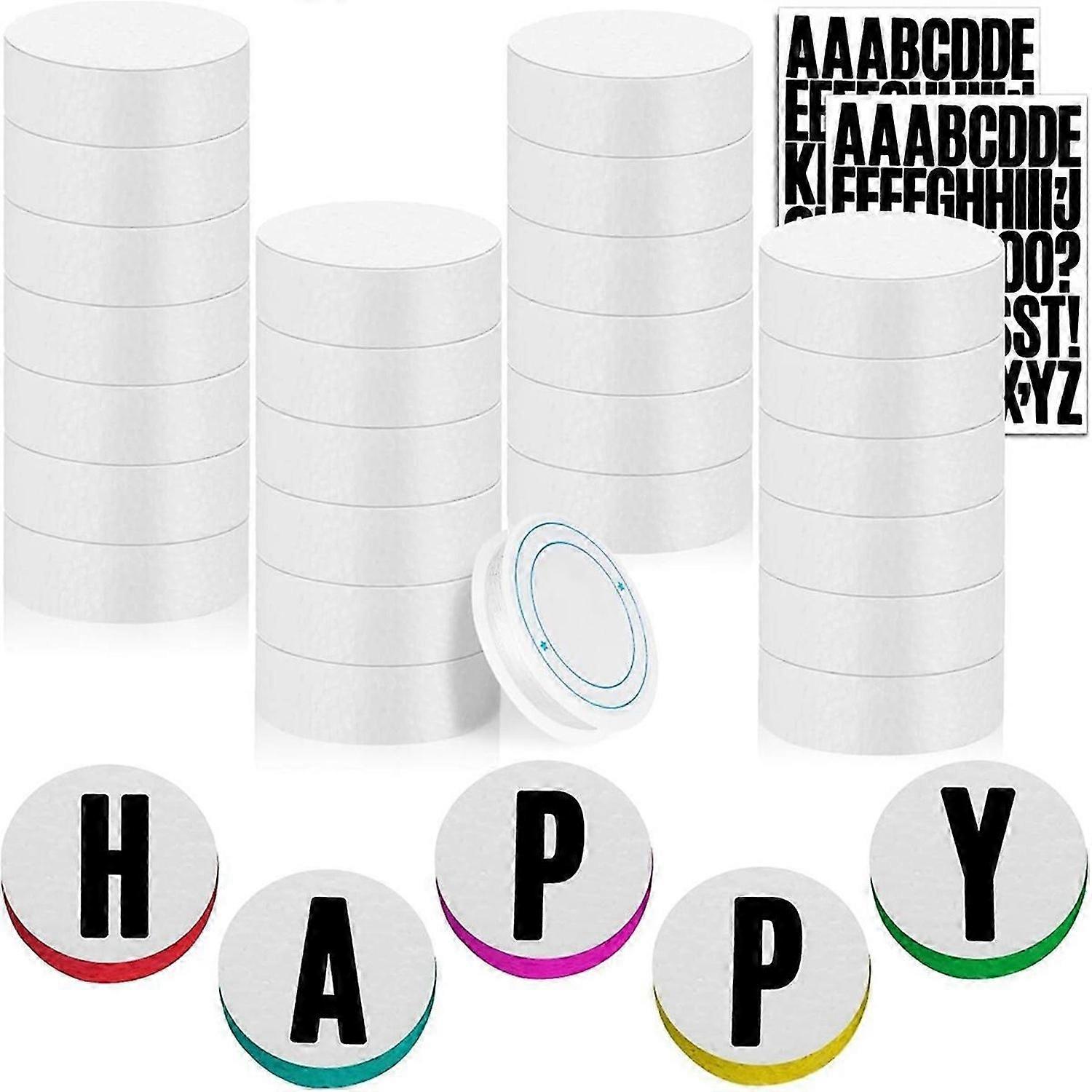 3 Inch Foam Circles for Crafts, 30 Pcs White StyrofoamDiscs