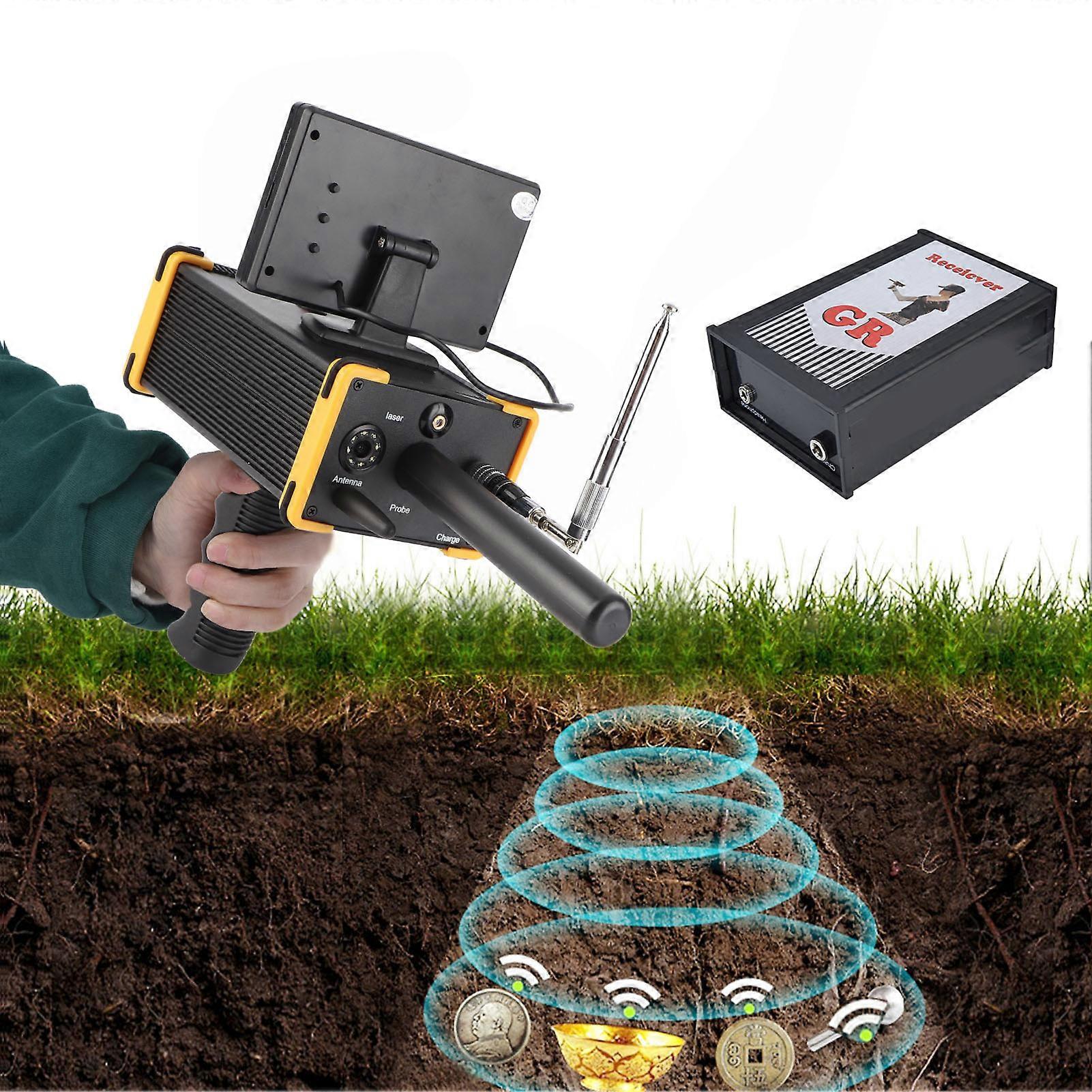 1000M Underground Metal Detector with Display Screen 28.5x16.5cm Yellow Frame