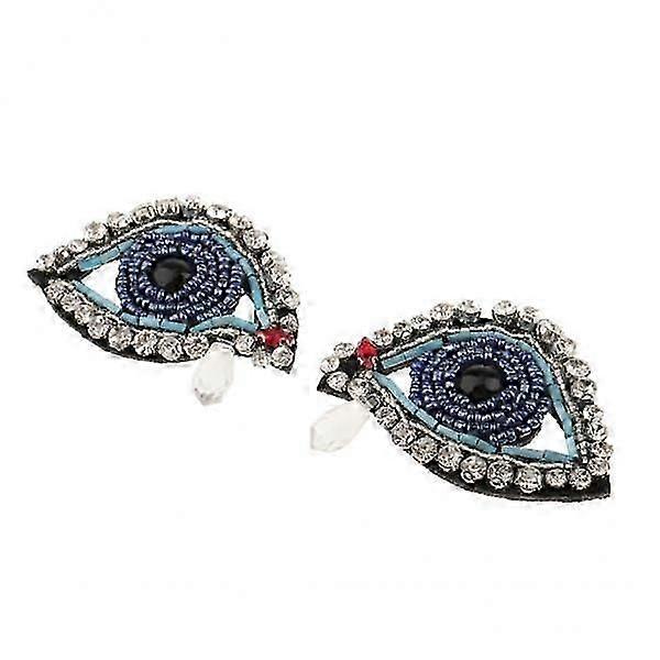 10 to 12-Pack Beaded Eye Rhinestone Patches for DIY Sewing and Craft Projects