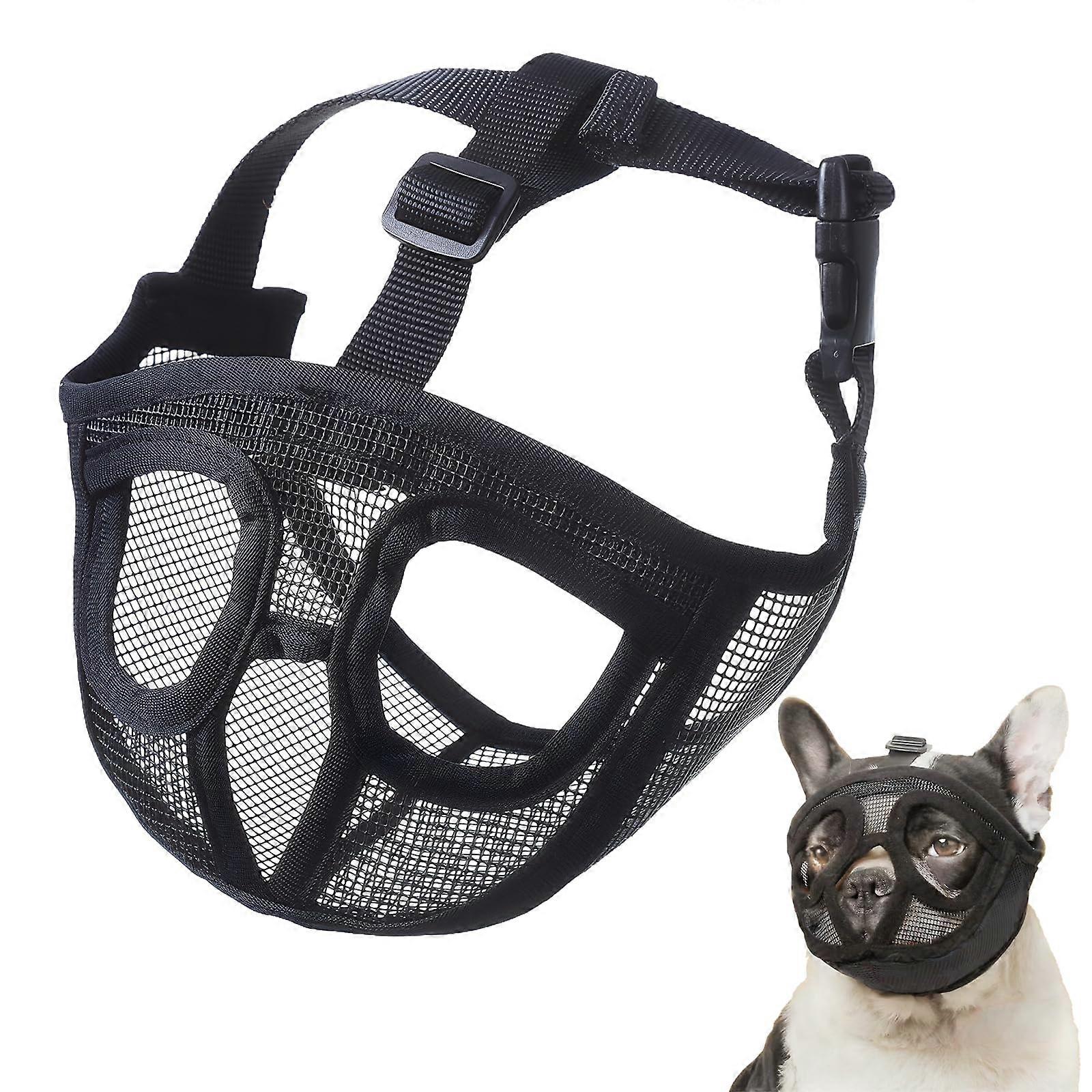 Adjustable Mesh Mask For FlatFaced Dogs, Breathable Muzzle, Prevent Eating And Biting, Allows Drinking And Feeding