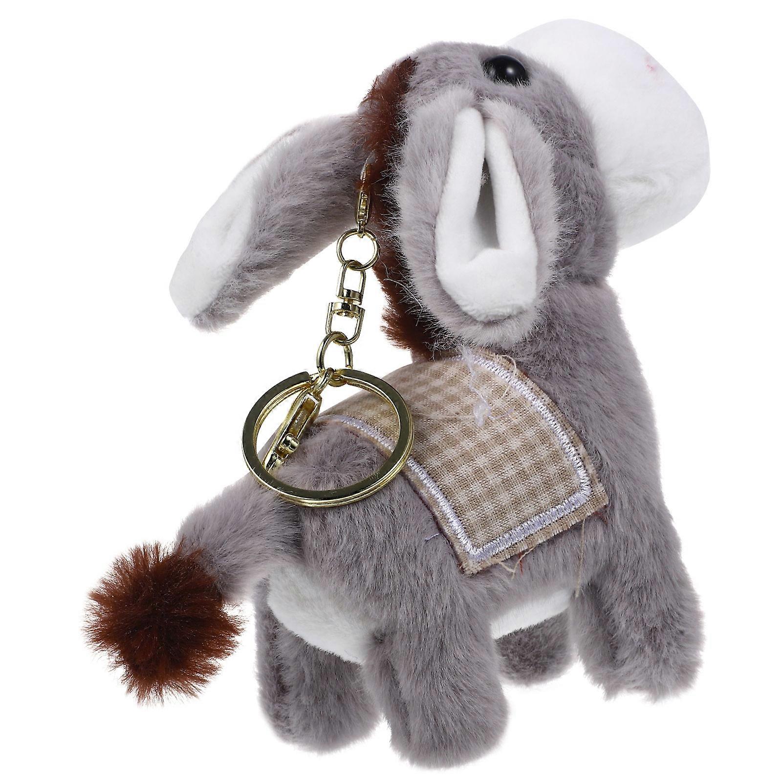 Plush Donkey Keychain Soft Cartoon Pendant for Hanging Keys 5Pcs