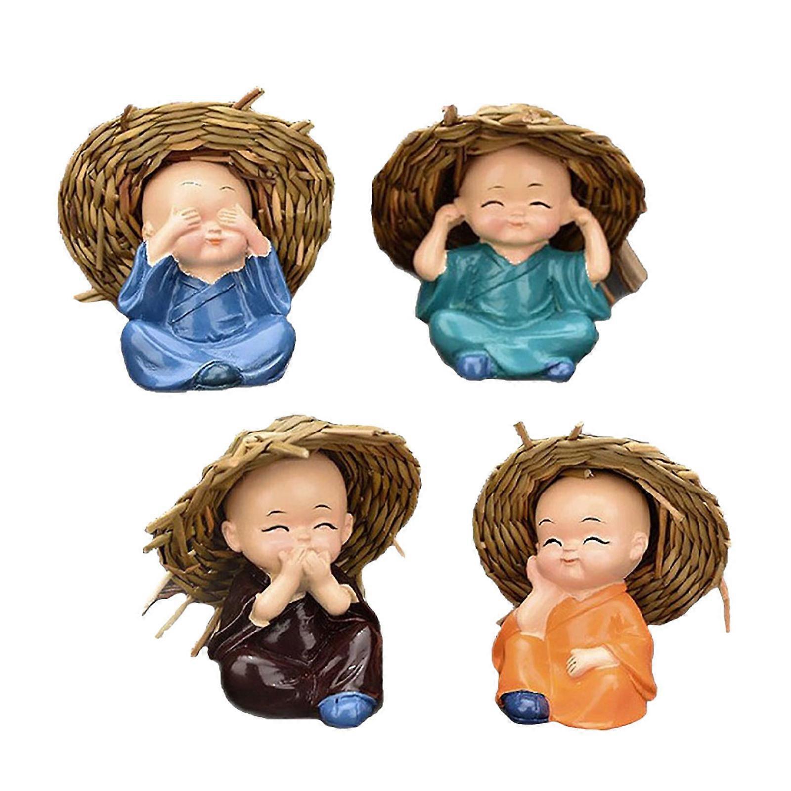 Buddha Decor Small Monk Modeling Crafts for Car Dashboard 12Pcs