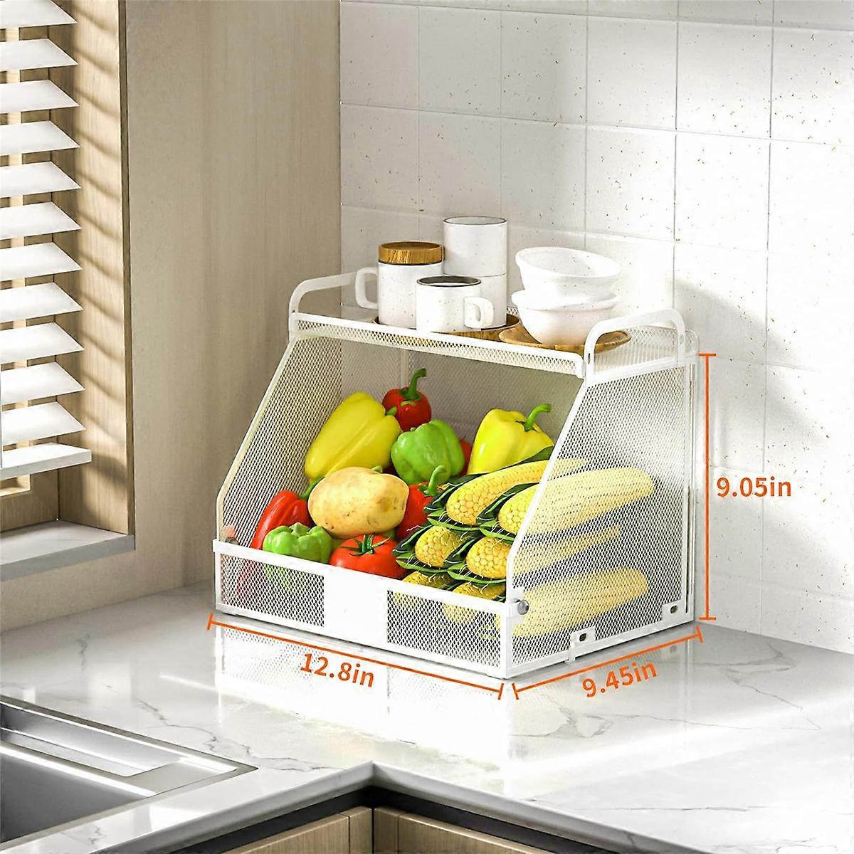 Hanging Fruit Basket for Kitchen, White