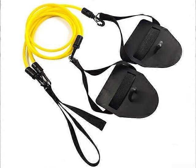 Resistance Swimming Trainer With Elastic Hook And Paddles Yellow 20 Lb Adjustable Swim Training Aid