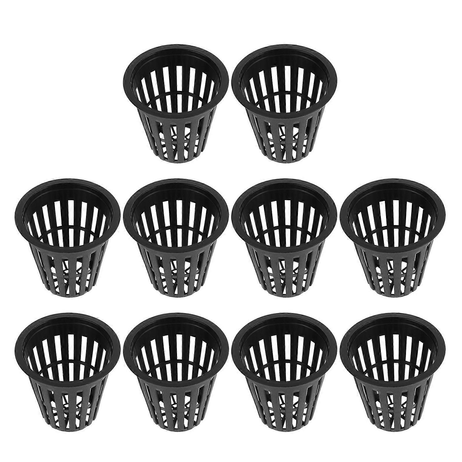 Hydroponic Net Cups Plastic Planter Pot for Planting Use 50Pcs Black